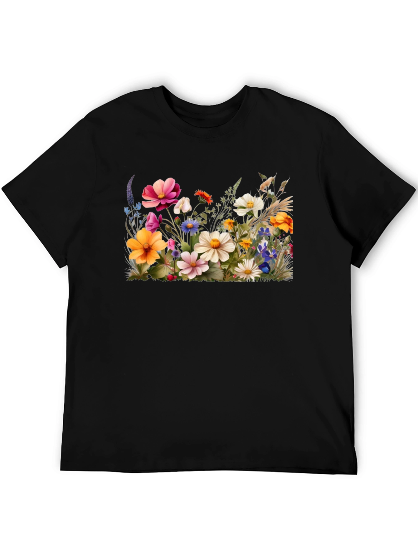 Black Floral Print Black T-Shirt view 5