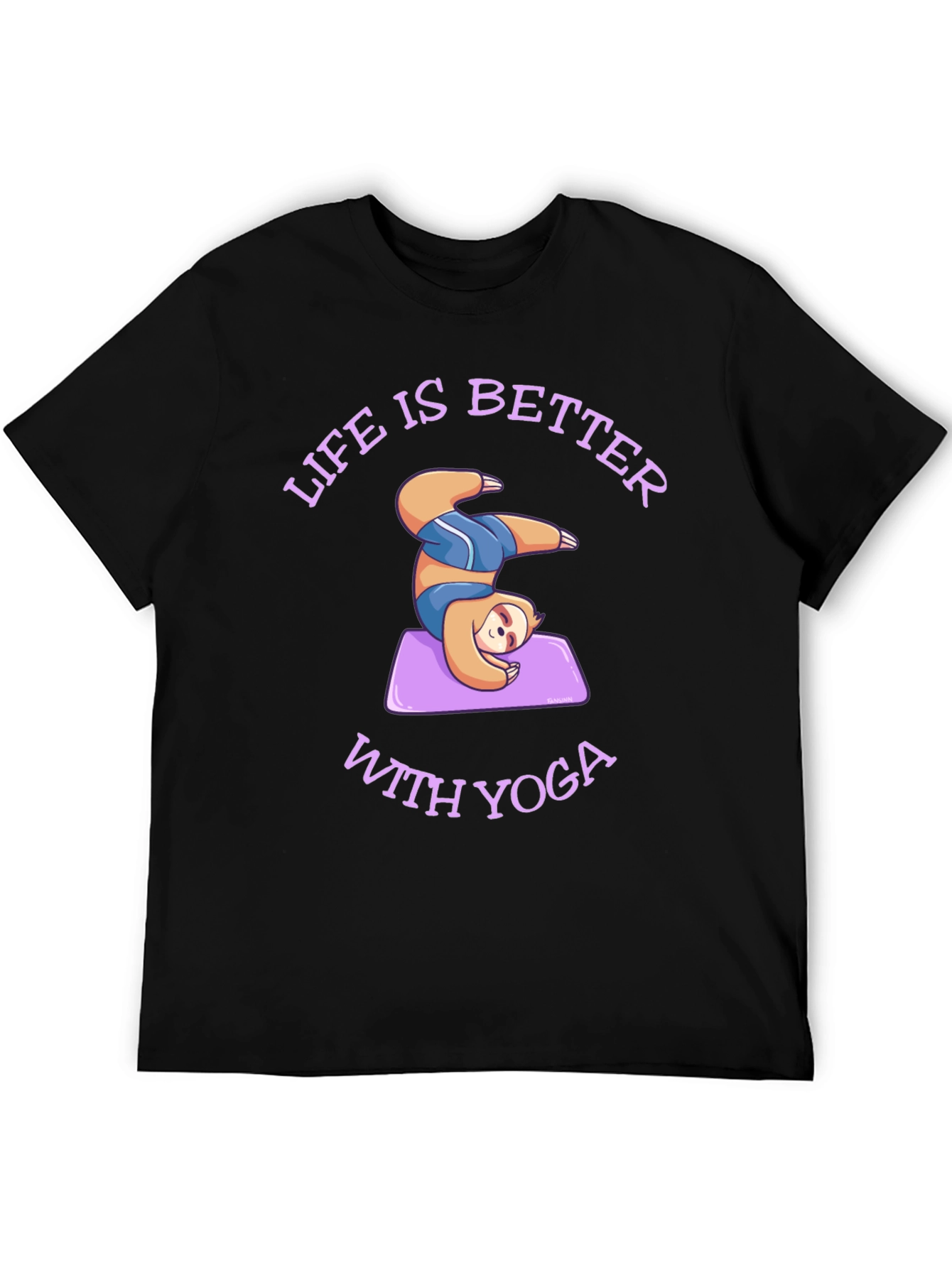 Black Sloth Yoga T-Shirt: Life is Better With Yoga view 5