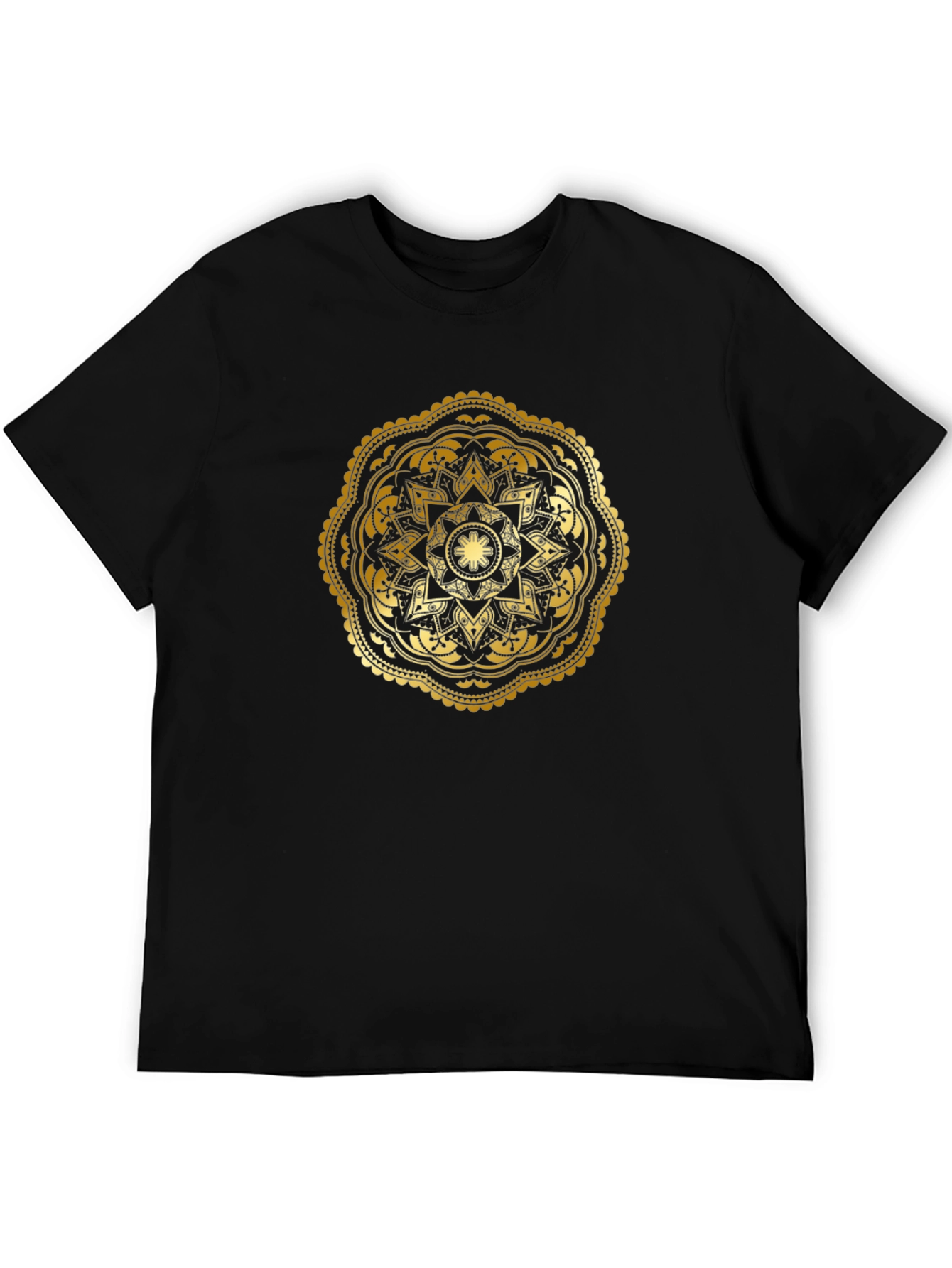 Black Gold Mandala Graphic Black T-Shirt view 5