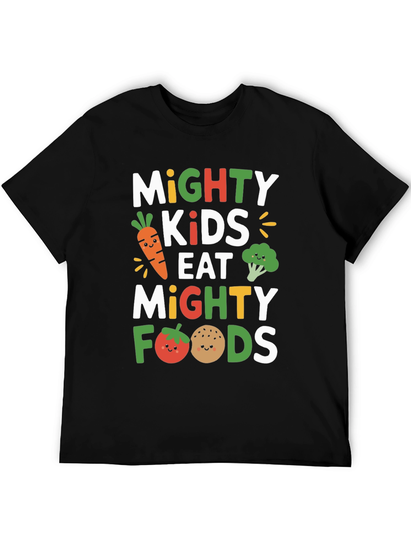 Black Mighty Kids Eat Mighty Foods T-Shirt view 5
