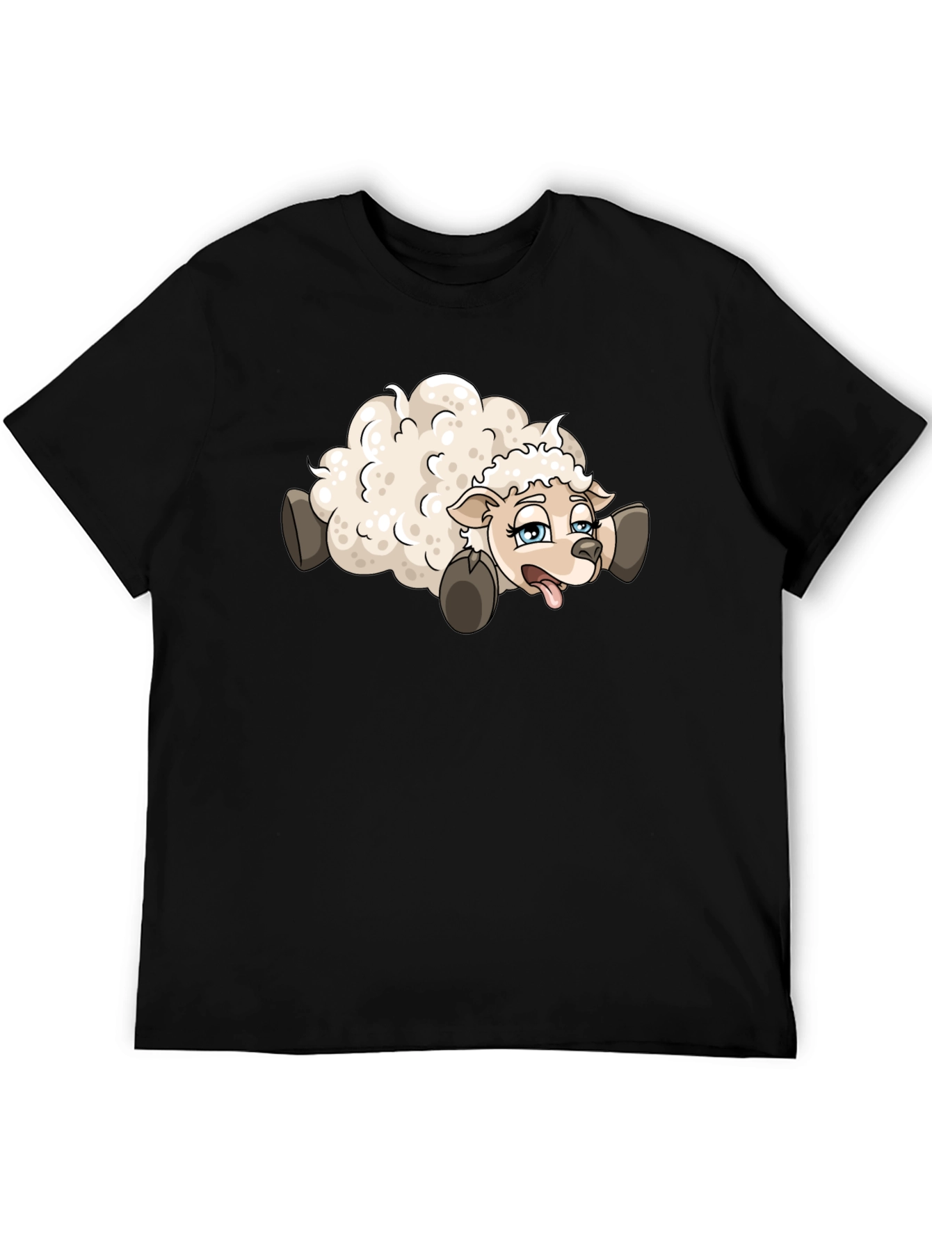 Black Cartoon Sheep Graphic Tee - Black view 5