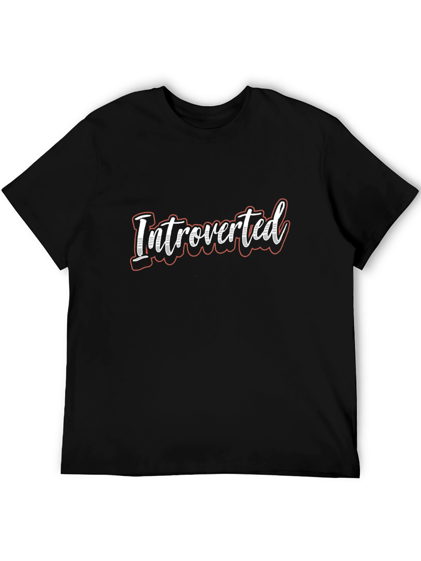 Black Introverted T-Shirt - Soft Cotton Blend Casual Tee view 5