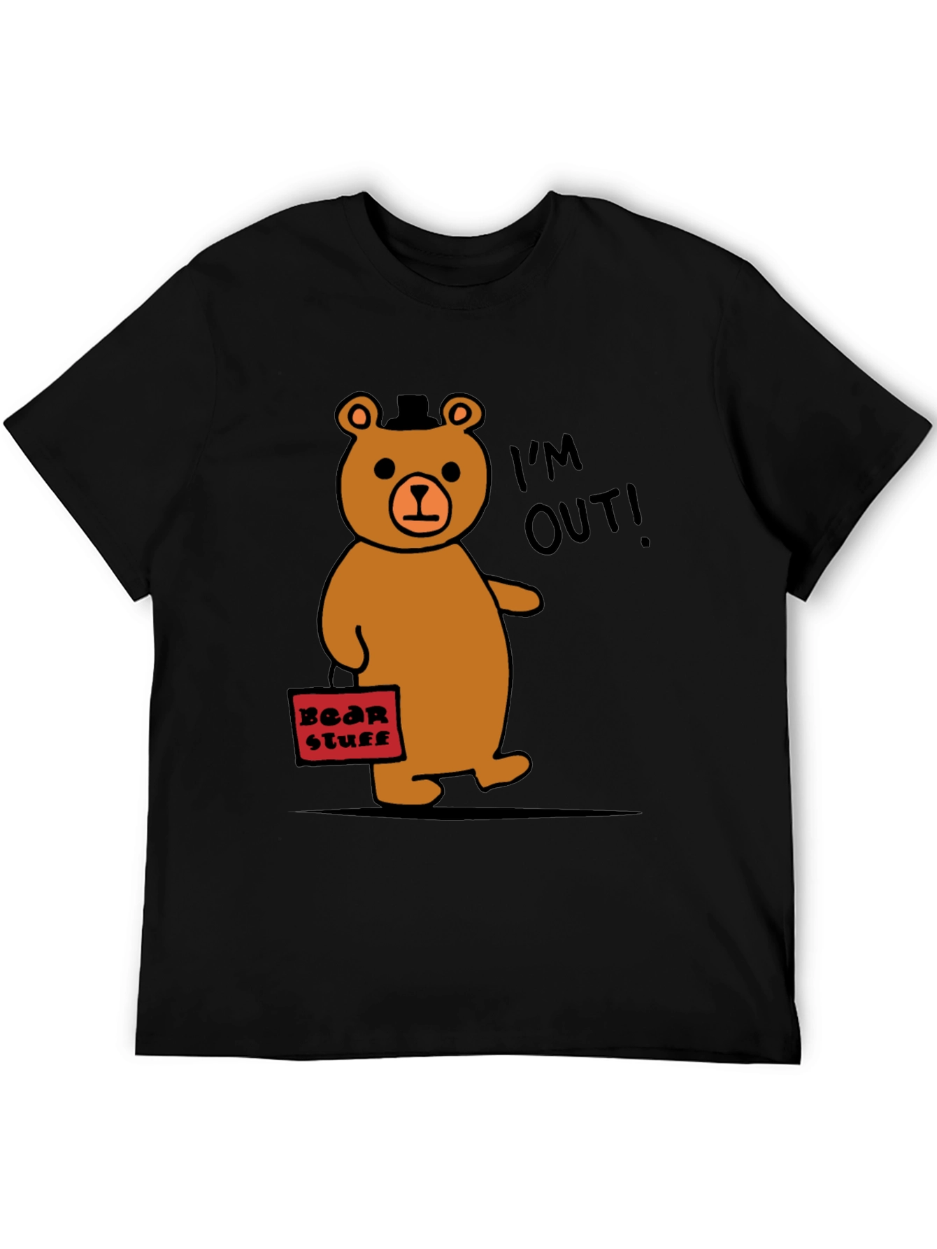 Black Funny Bear Leaving T-Shirt - I'm Out! view 5