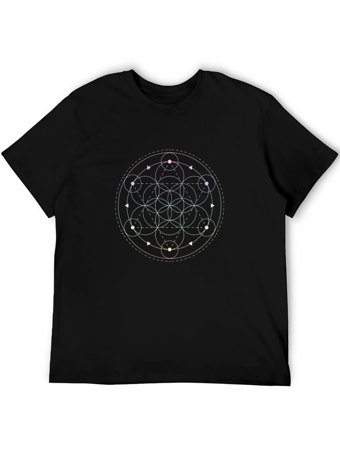 Black Geometric Circle Print Black T-Shirt view 5