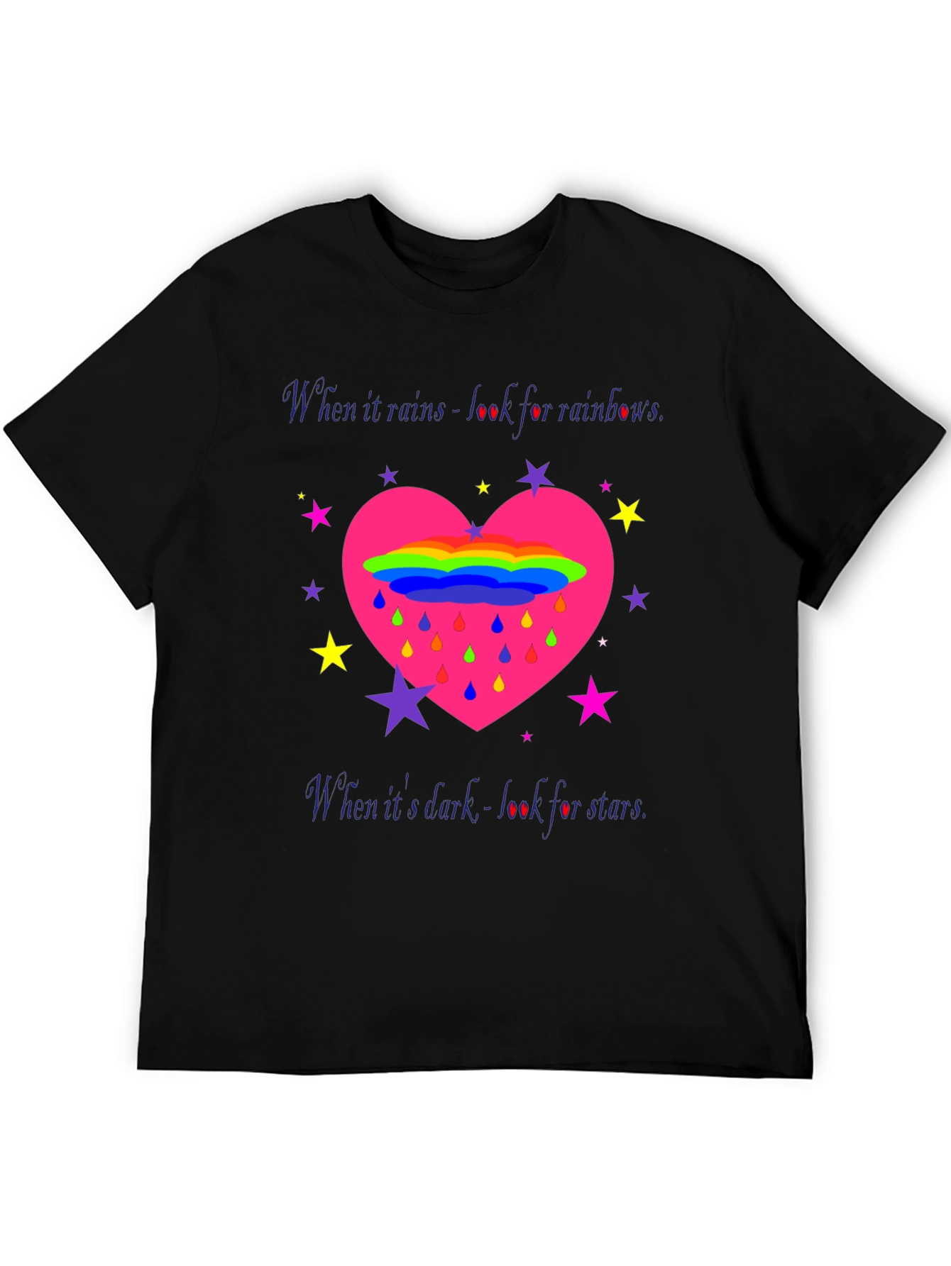 Black Rainbows & Stars Graphic T-Shirt view 5