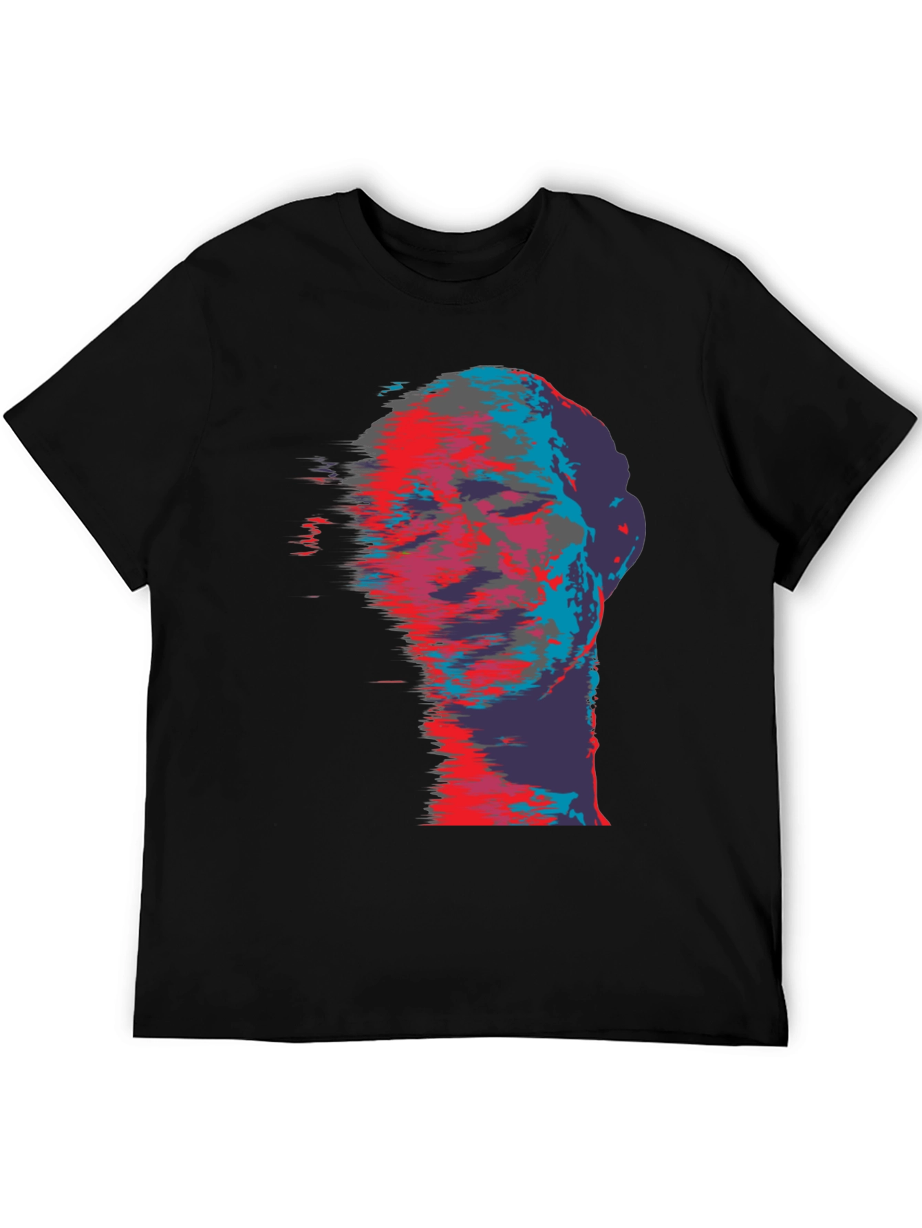 Black Abstract Face Graphic Print T-Shirt view 5