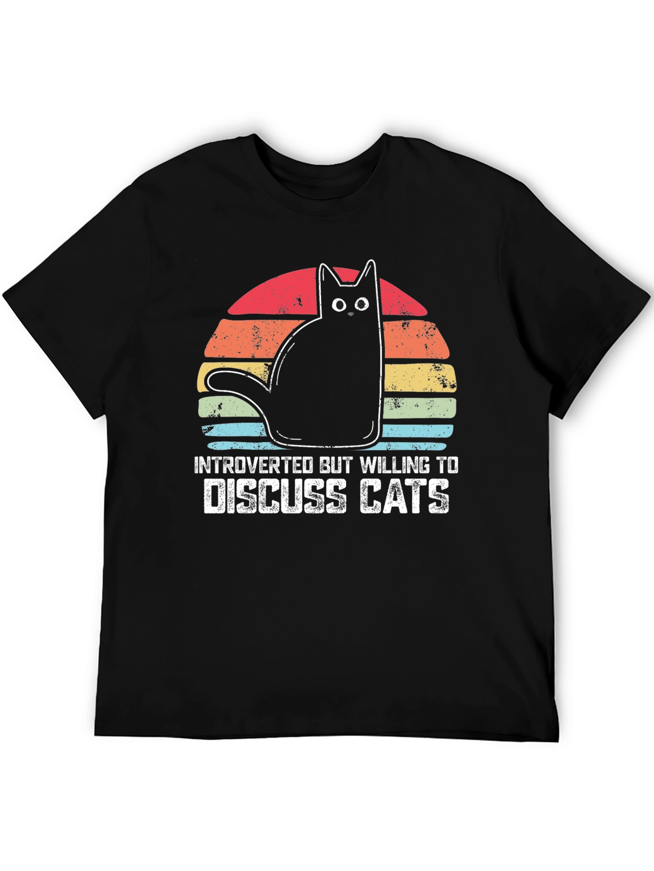 Black Introverted Cat Lover T-Shirt view 5