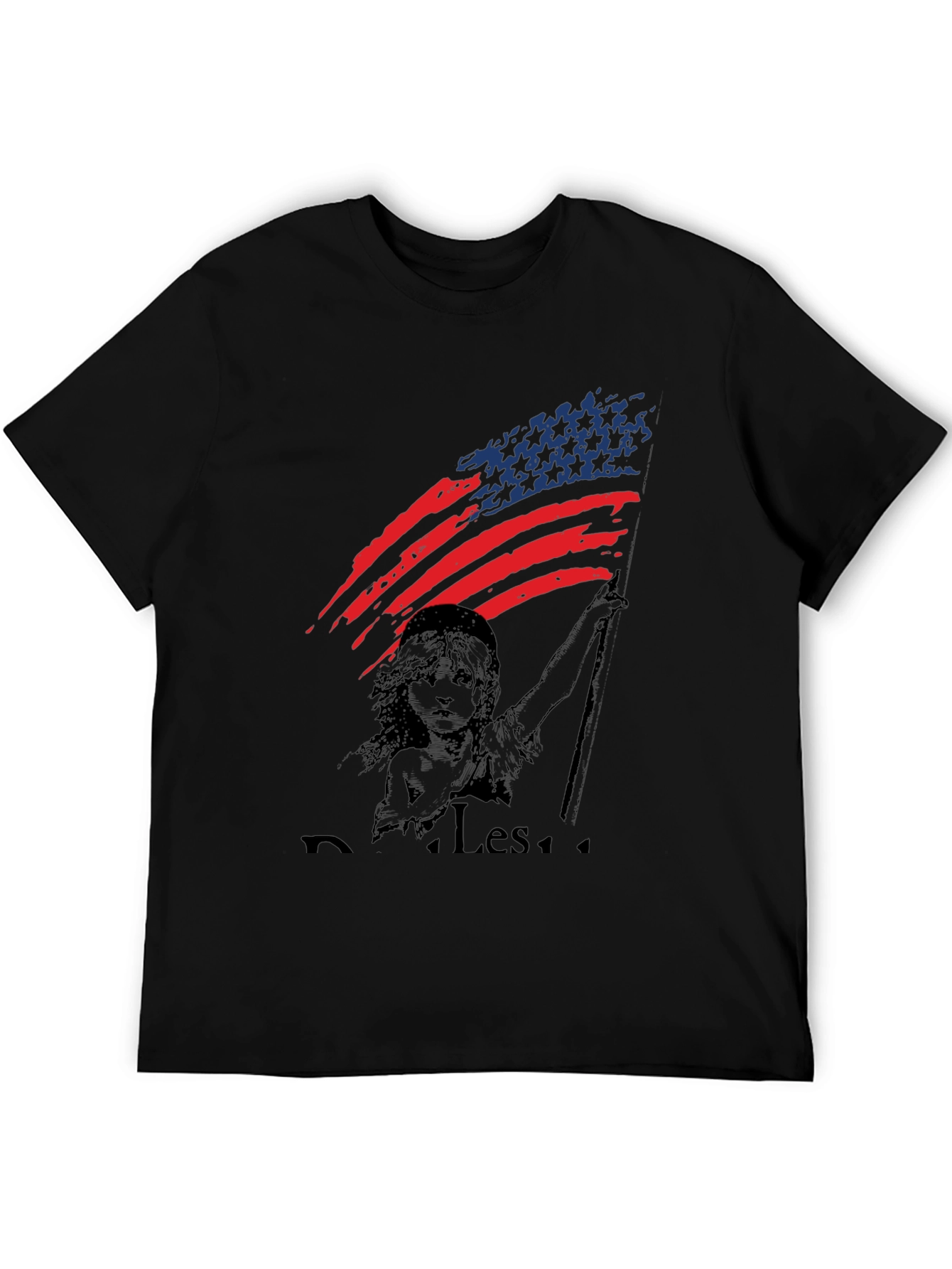 Black Liberty American Flag Graphic T-Shirt view 5