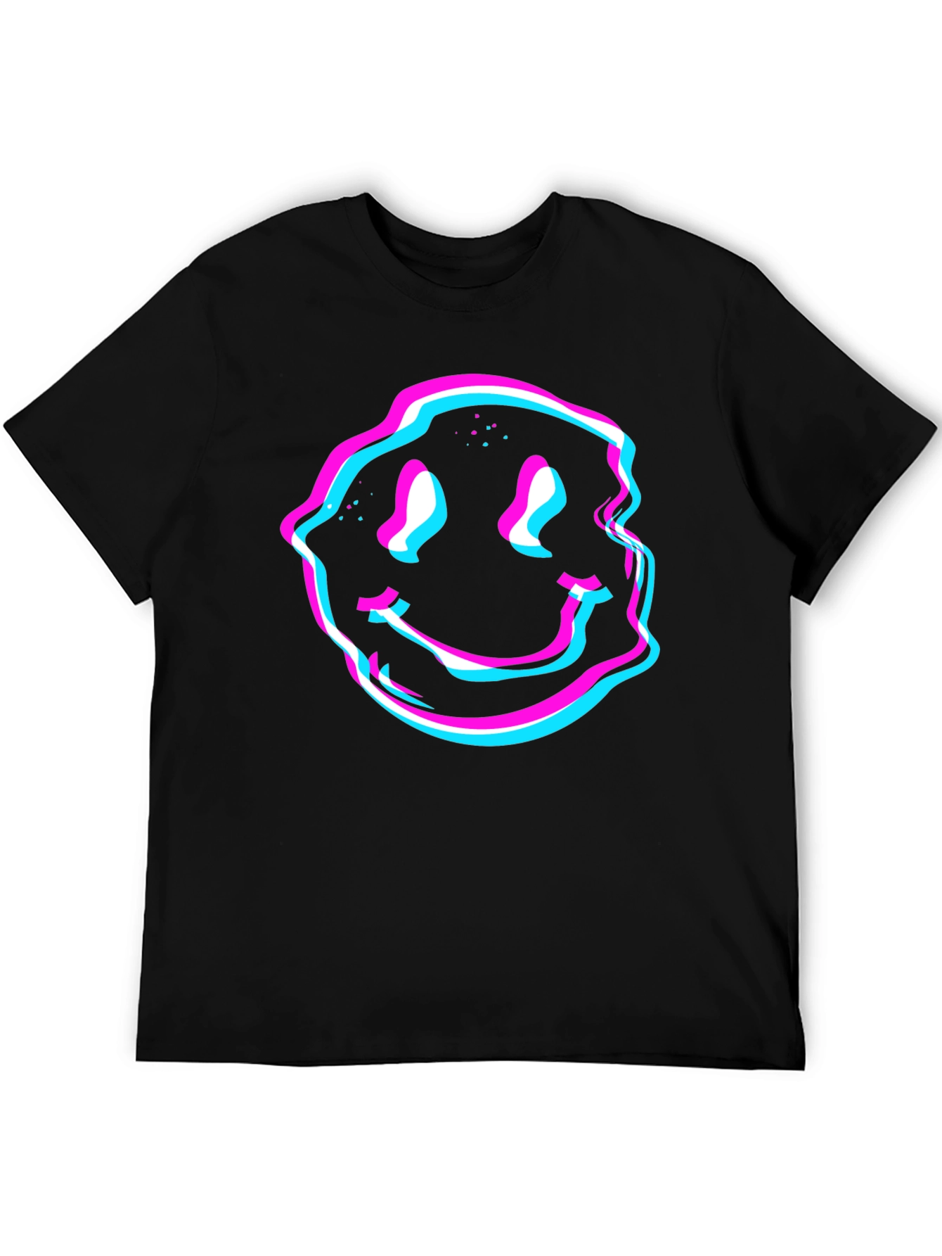 Black Glitch Smiley Face Graphic Tee - Black view 5