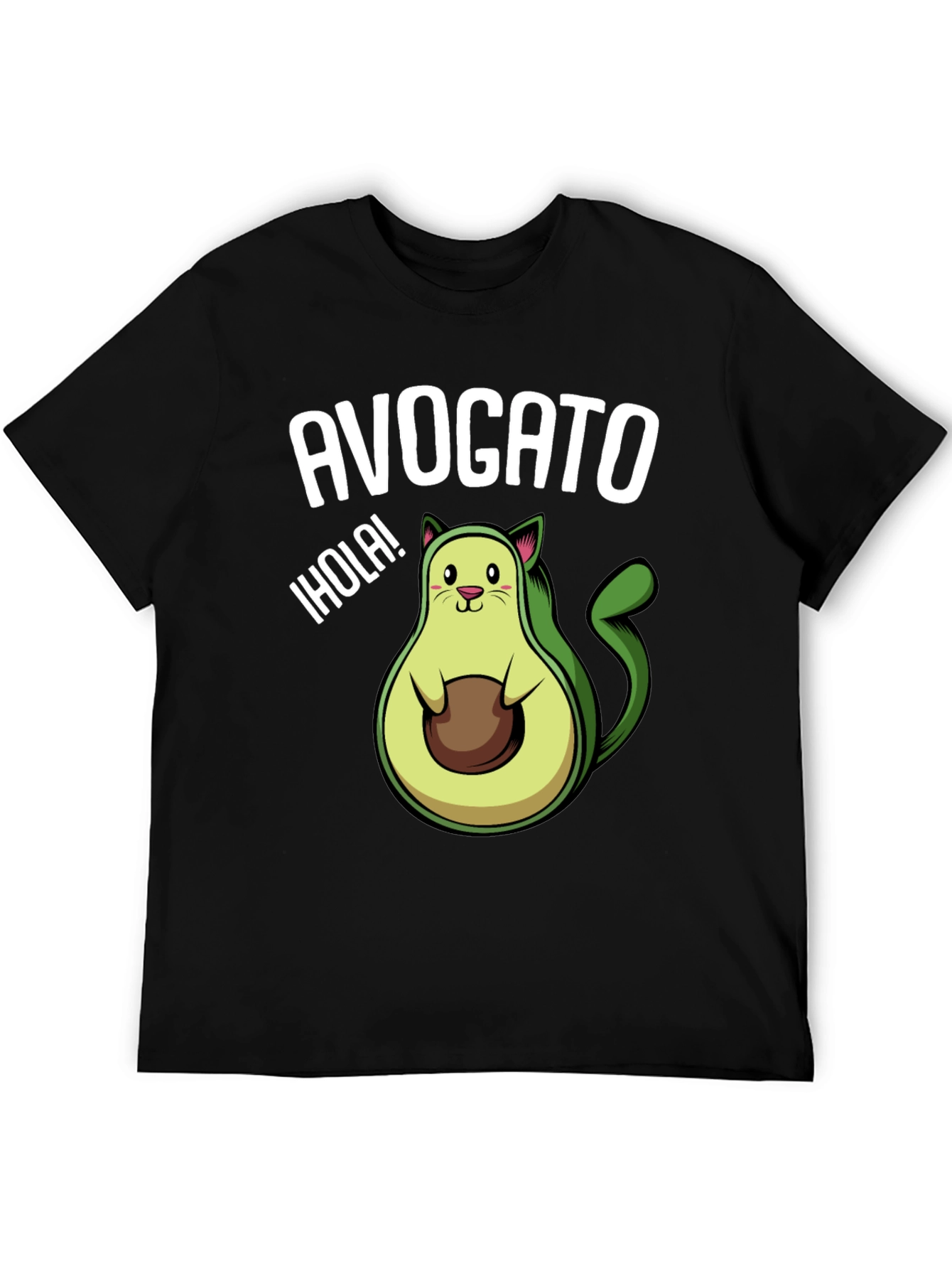 Black Avogato T-Shirt - Funny Avocado Cat Tee view 5
