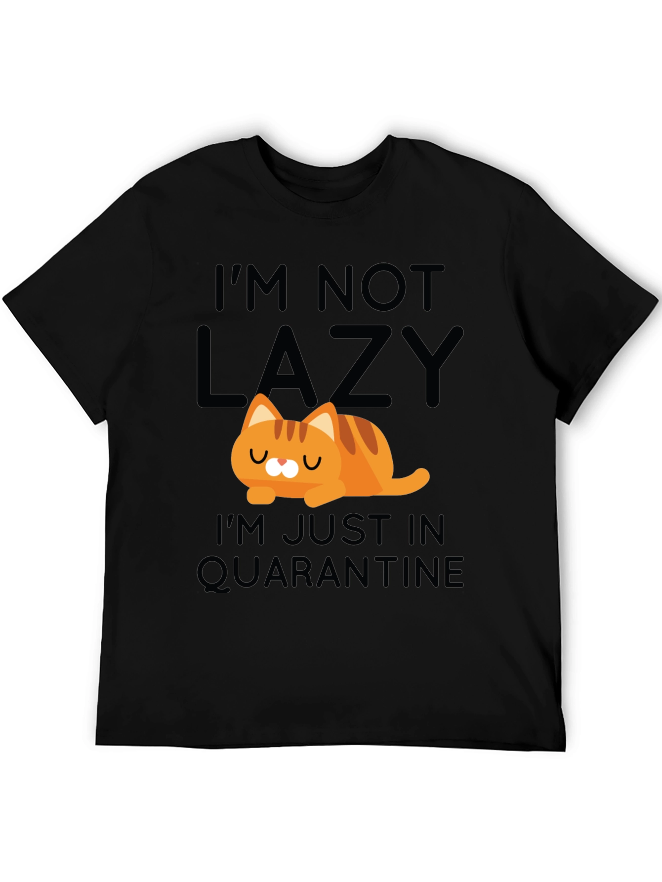 Black Funny Cat Quarantine T-Shirt view 5