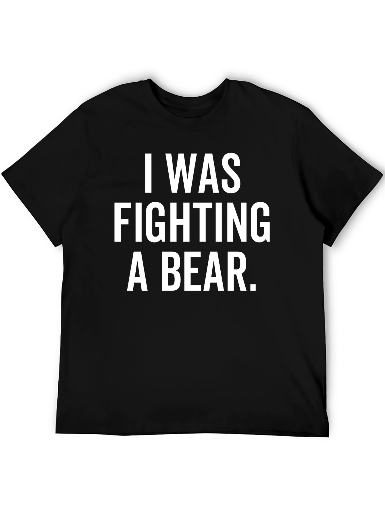 Black I Was Fighting a Bear Funny T-Shirt view 5