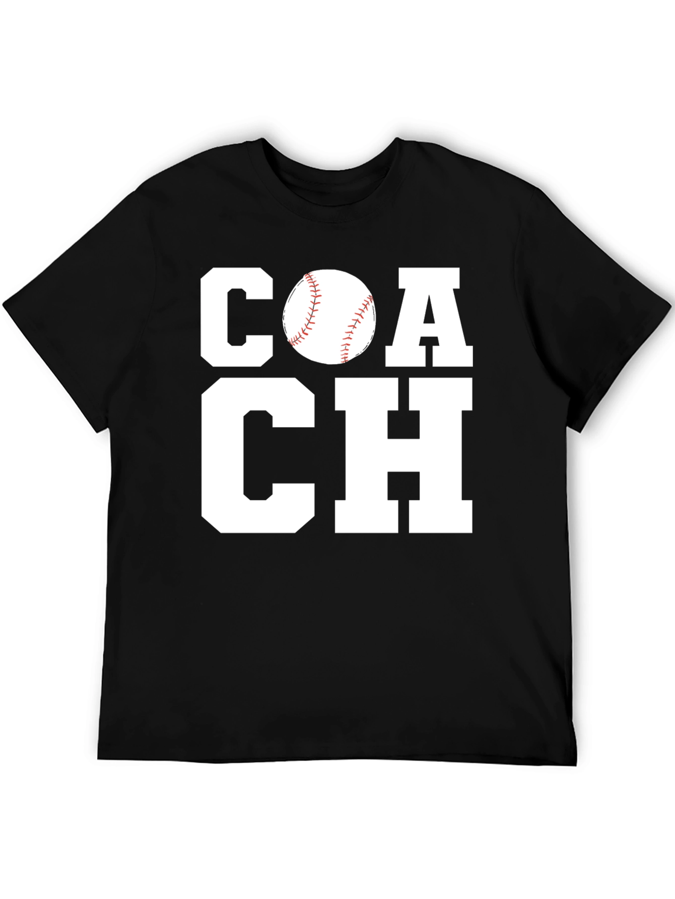 Black Baseball Coach Graphic Tee - Black Cotton T-Shirt view 5