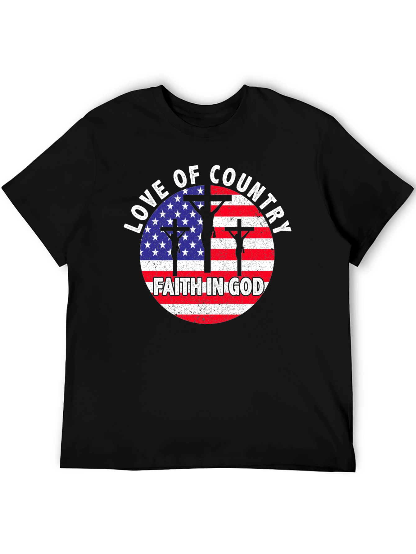 Black Patriotic Faith T-Shirt: Love of Country, Faith in God view 5