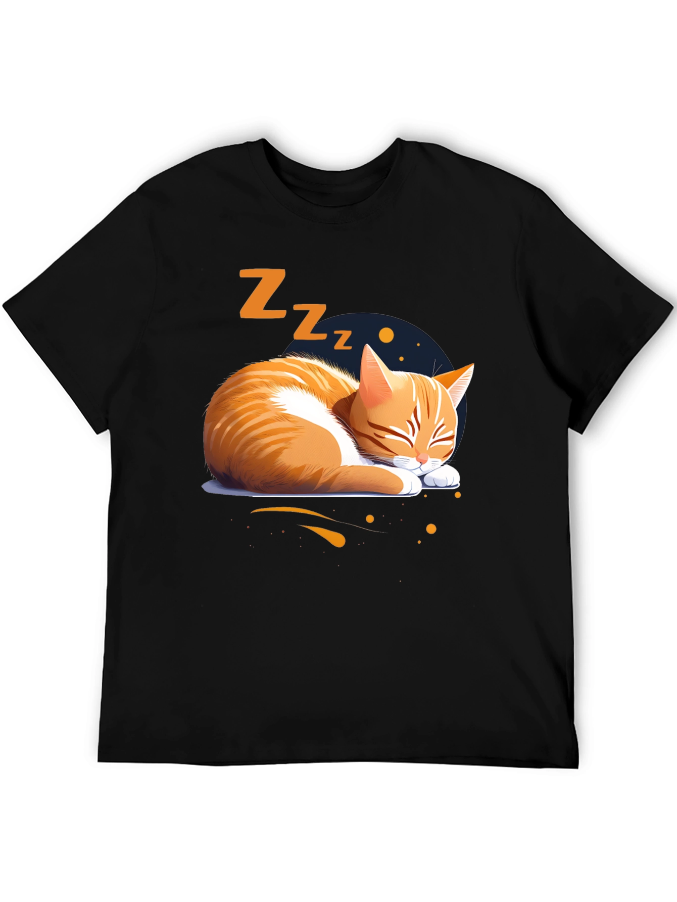 Black Sleeping Cat Graphic Tee - Comfortable Cotton Shirt view 5