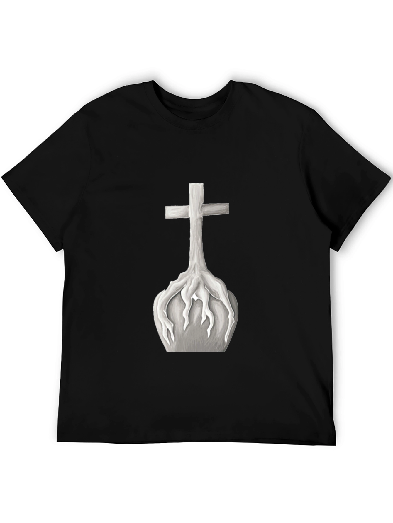 Black Cross Roots Graphic Tee - Black Cotton T-Shirt view 5