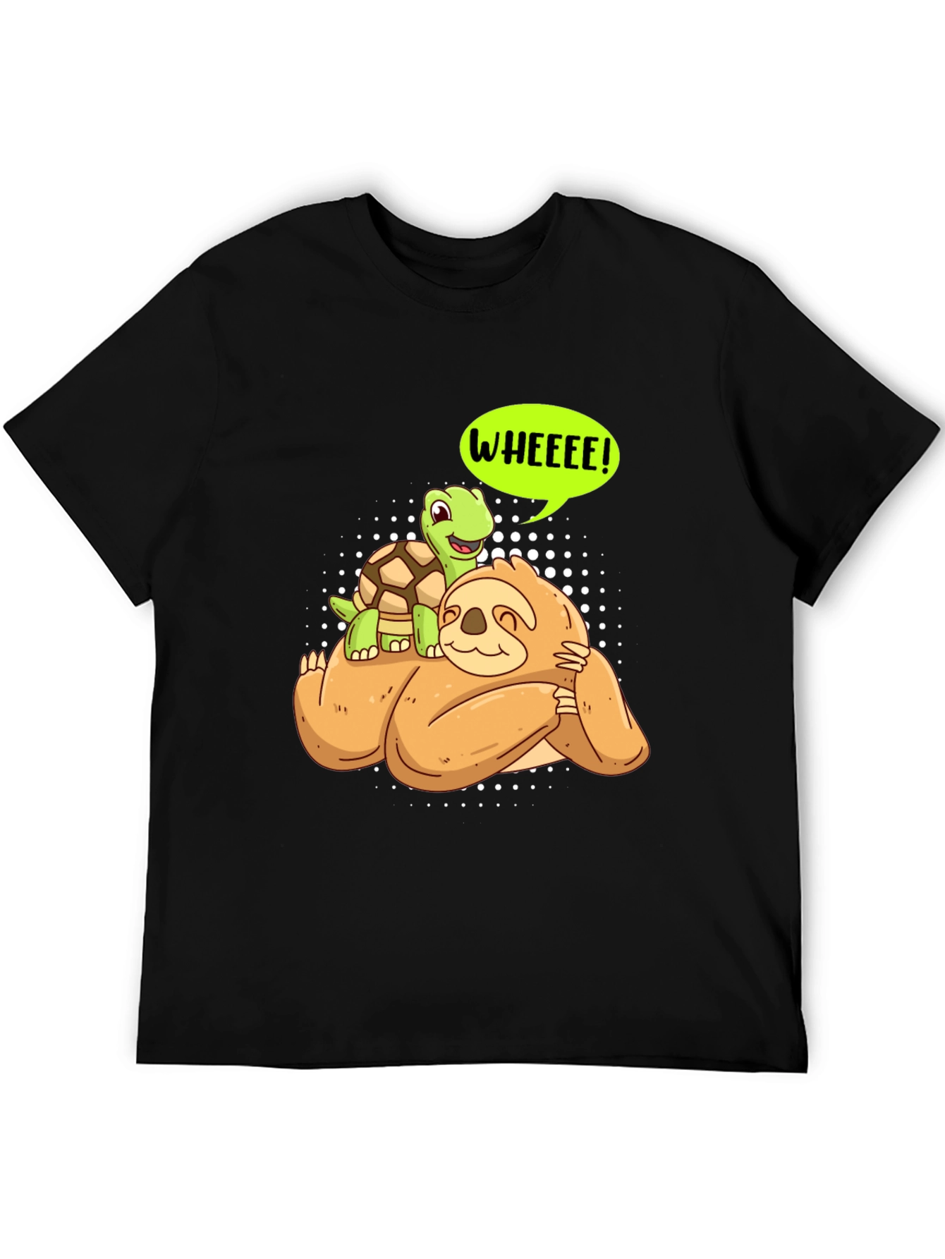 Black Sloth and Turtle WHEEEE! Graphic T-Shirt view 5