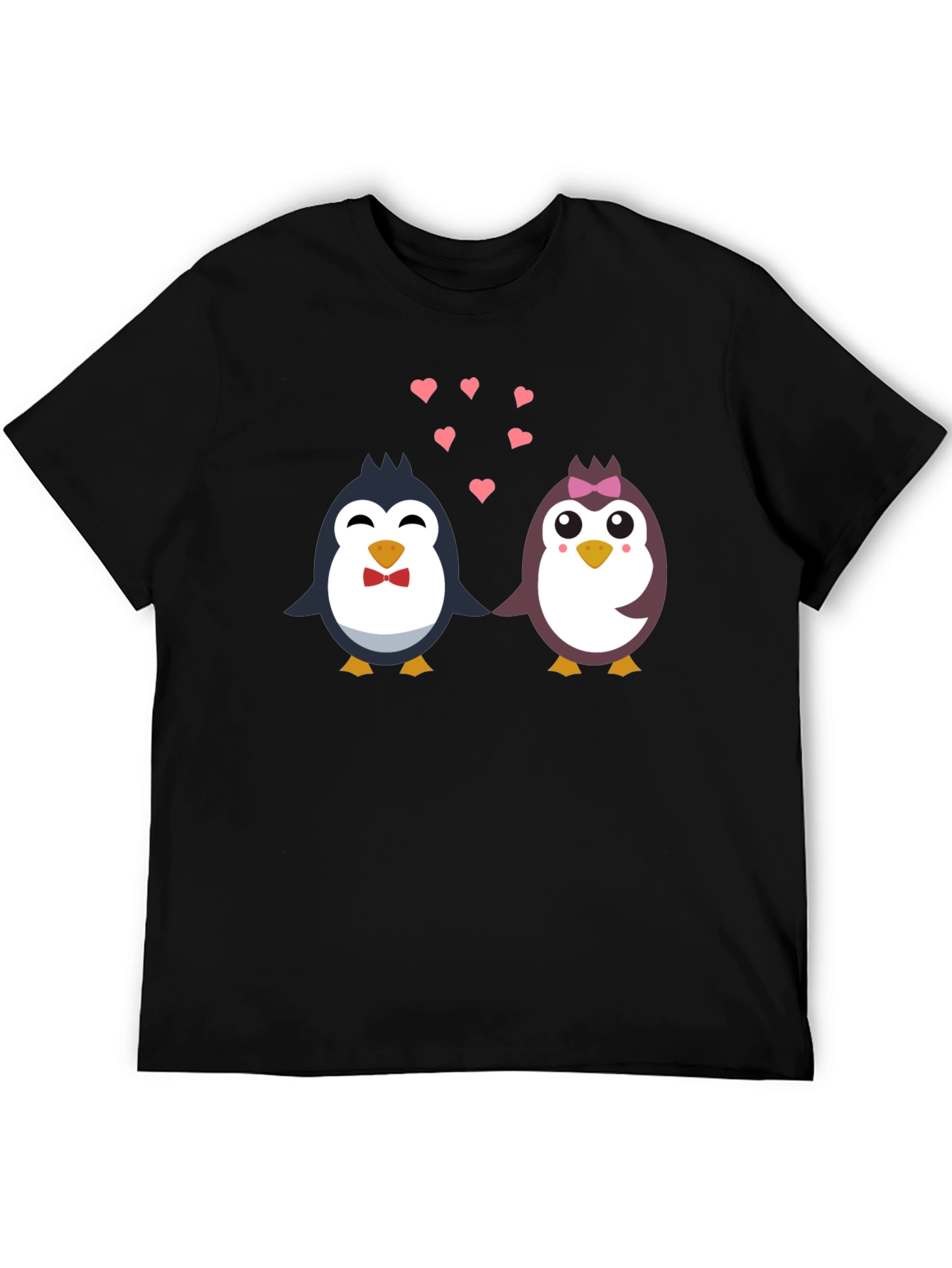 Black Penguin Love T-Shirt - Cute Cartoon Couple Design view 5
