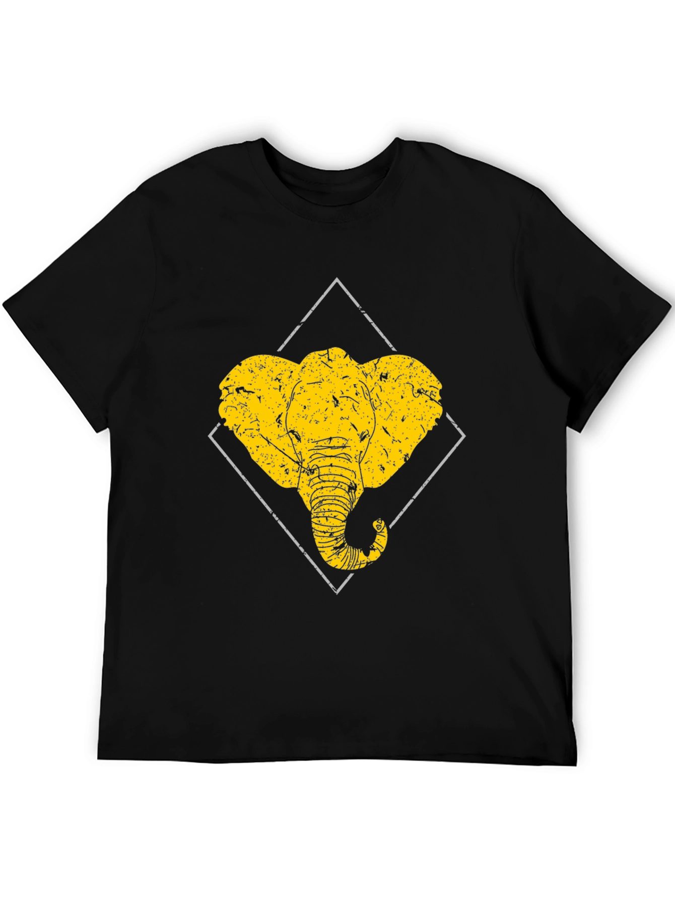 Black Elephant Graphic Tee - Distressed Design, Black Cotton view 5