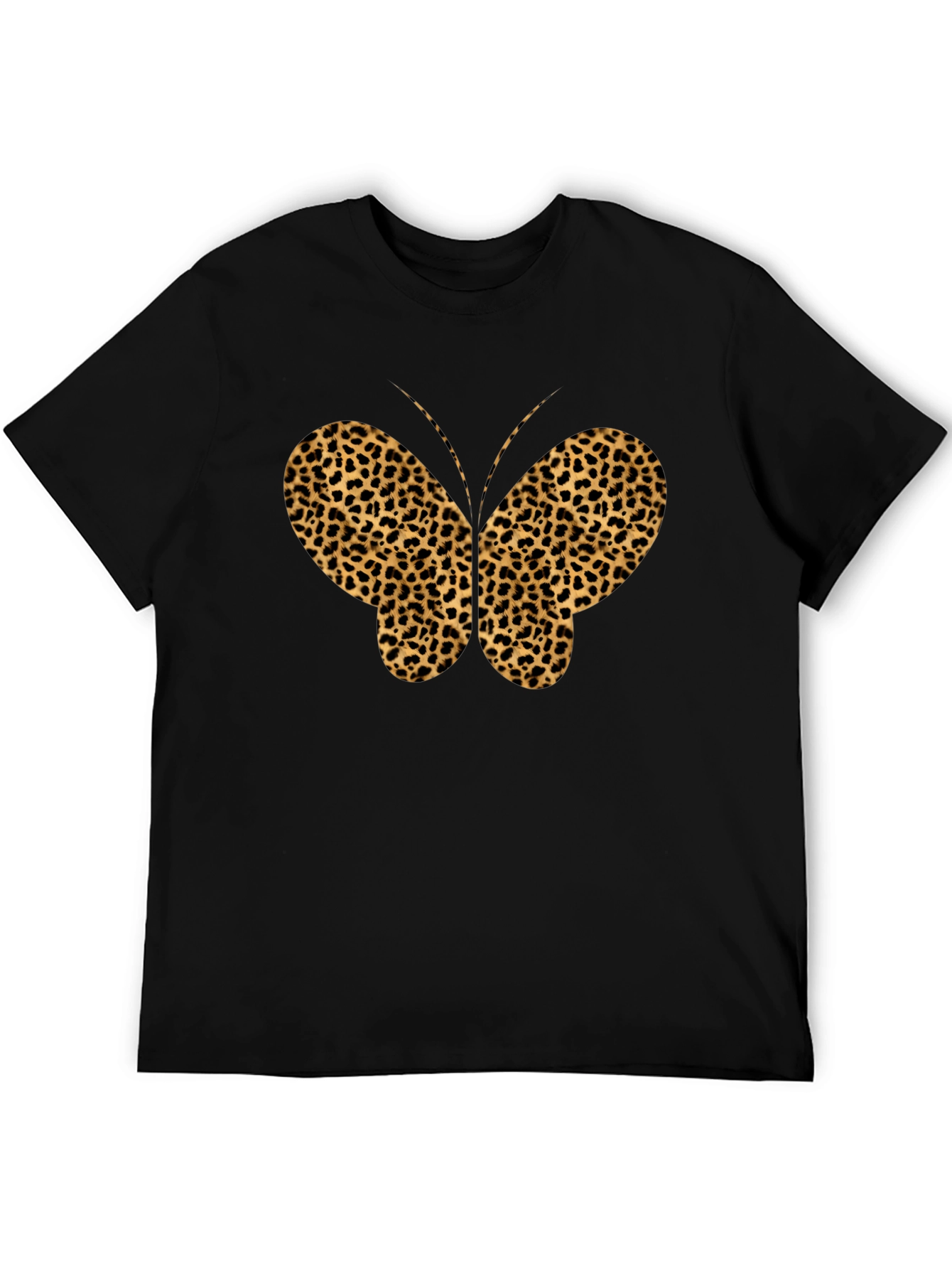 Black Leopard Print Butterfly Graphic Tee - Black view 5