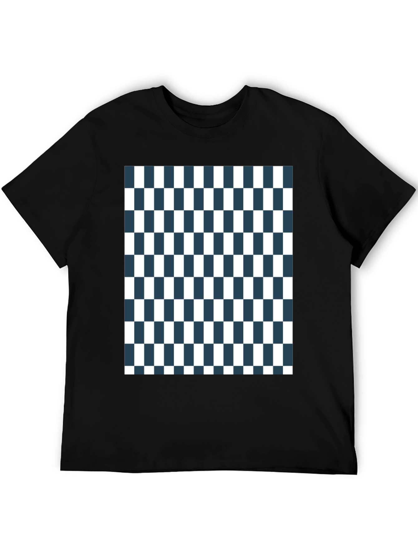 Black Checkered Pattern Tee - Classic Style view 5