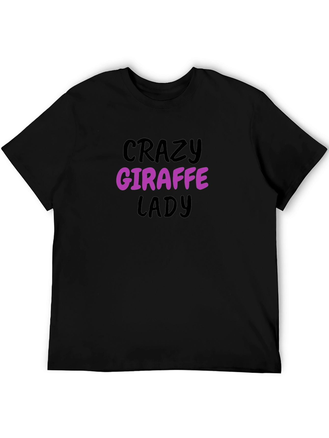 Black Crazy Giraffe Lady Black T-Shirt view 5