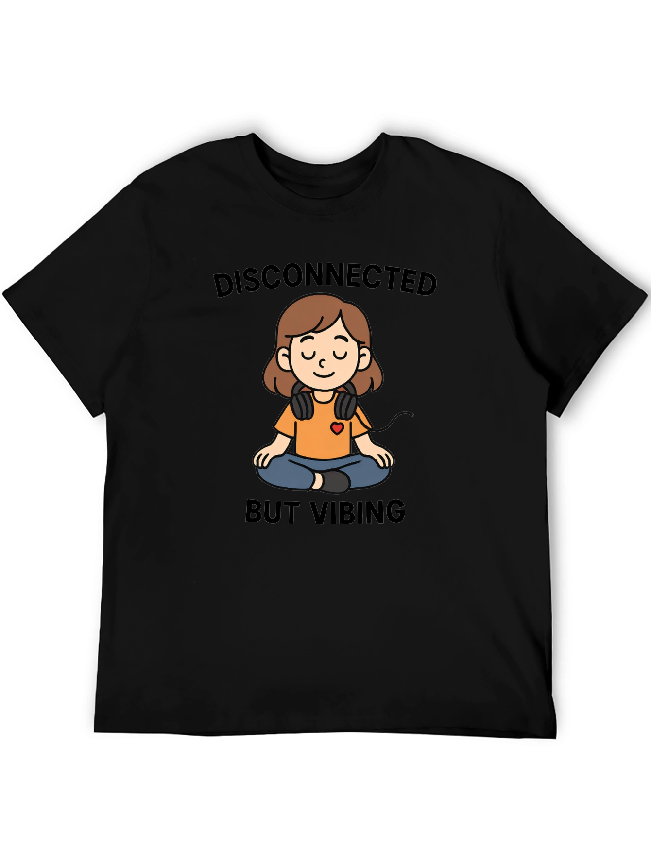 Black Disconnected But Vibing Graphic Tee view 5