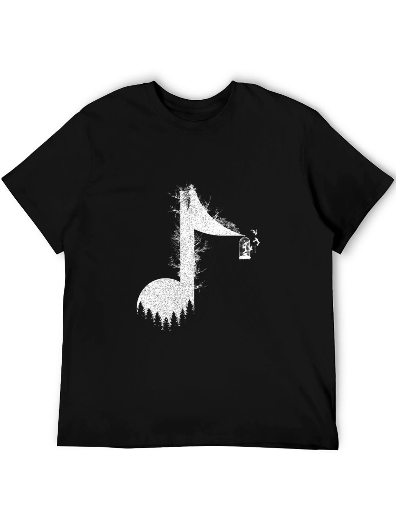 Black Music Note Forest T-Shirt - Unique Graphic Tee view 5