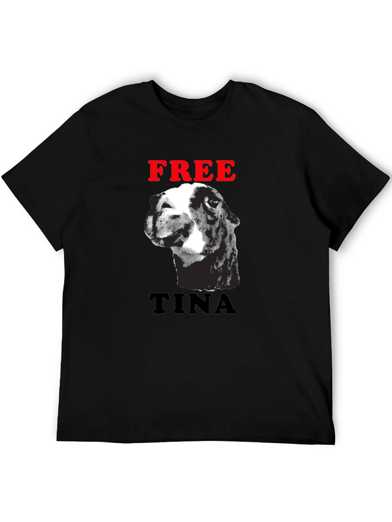Black Free Tina Llama Graphic Tee - Black Cotton Blend T-Shirt view 5