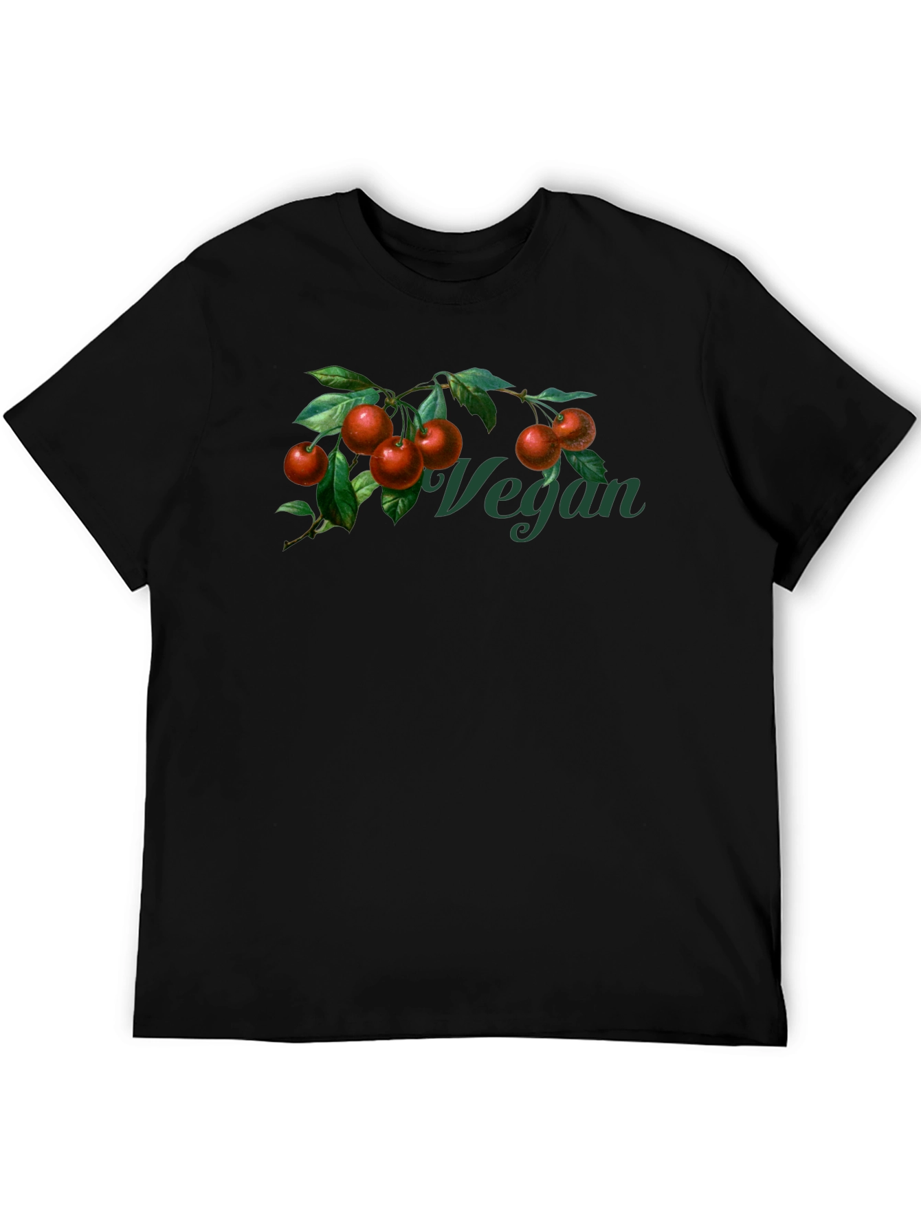 Black Vegan Cherry Branch Graphic T-Shirt - Unisex view 5