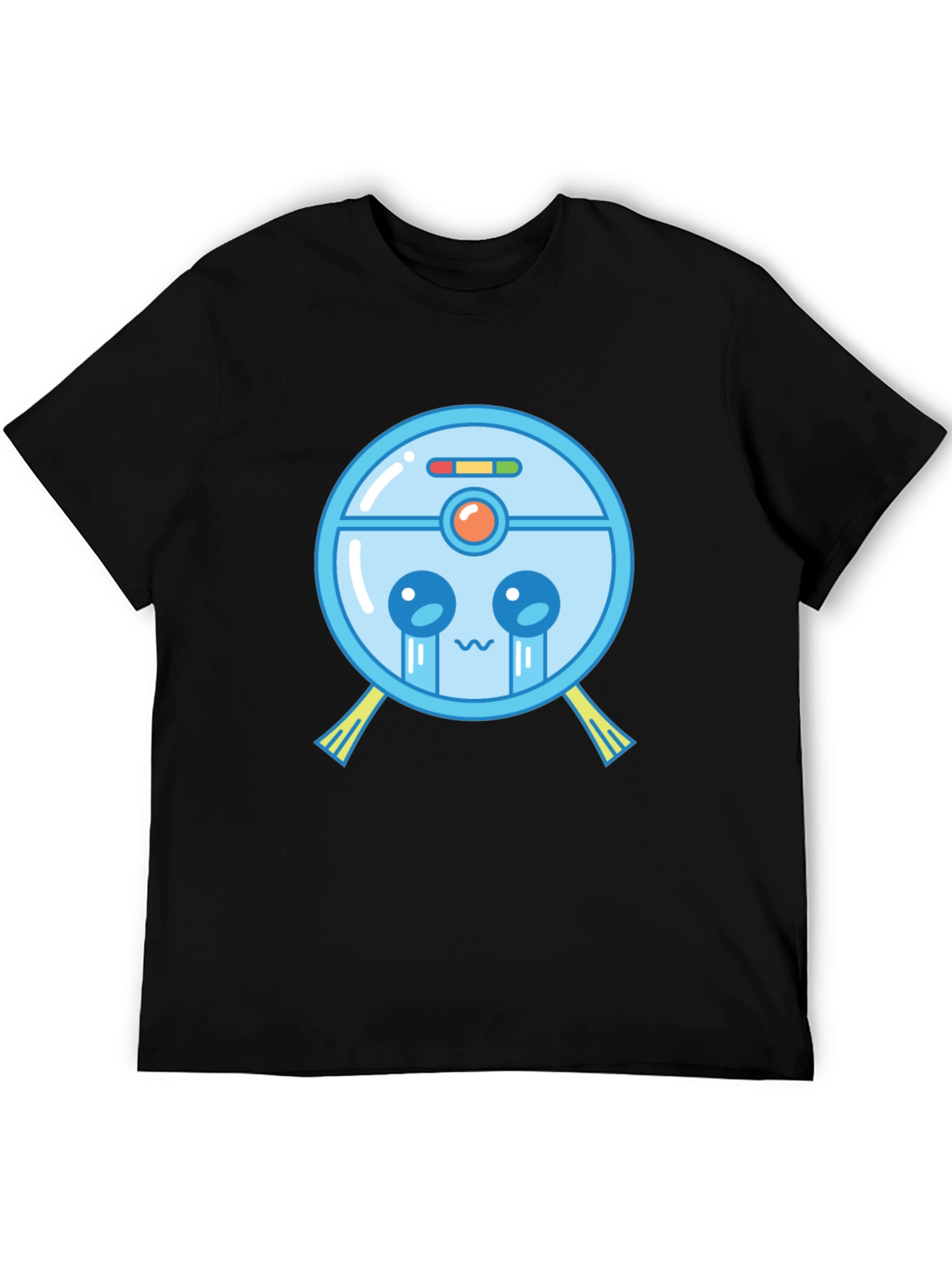 Black Cute Robot Vacuum T-Shirt - Black Graphic Tee view 5