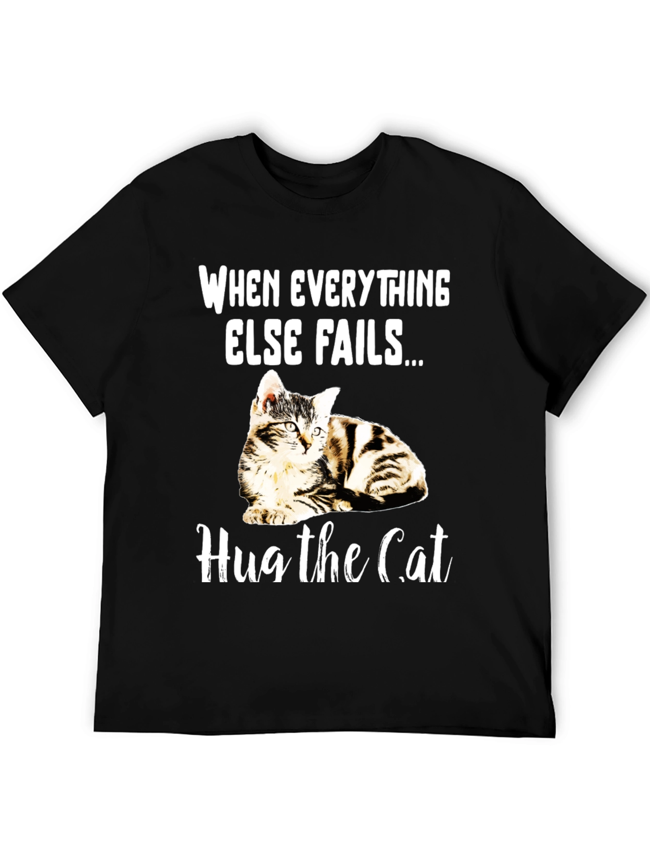 Black Hug the Cat T-Shirt - Novelty Graphic Tee view 5