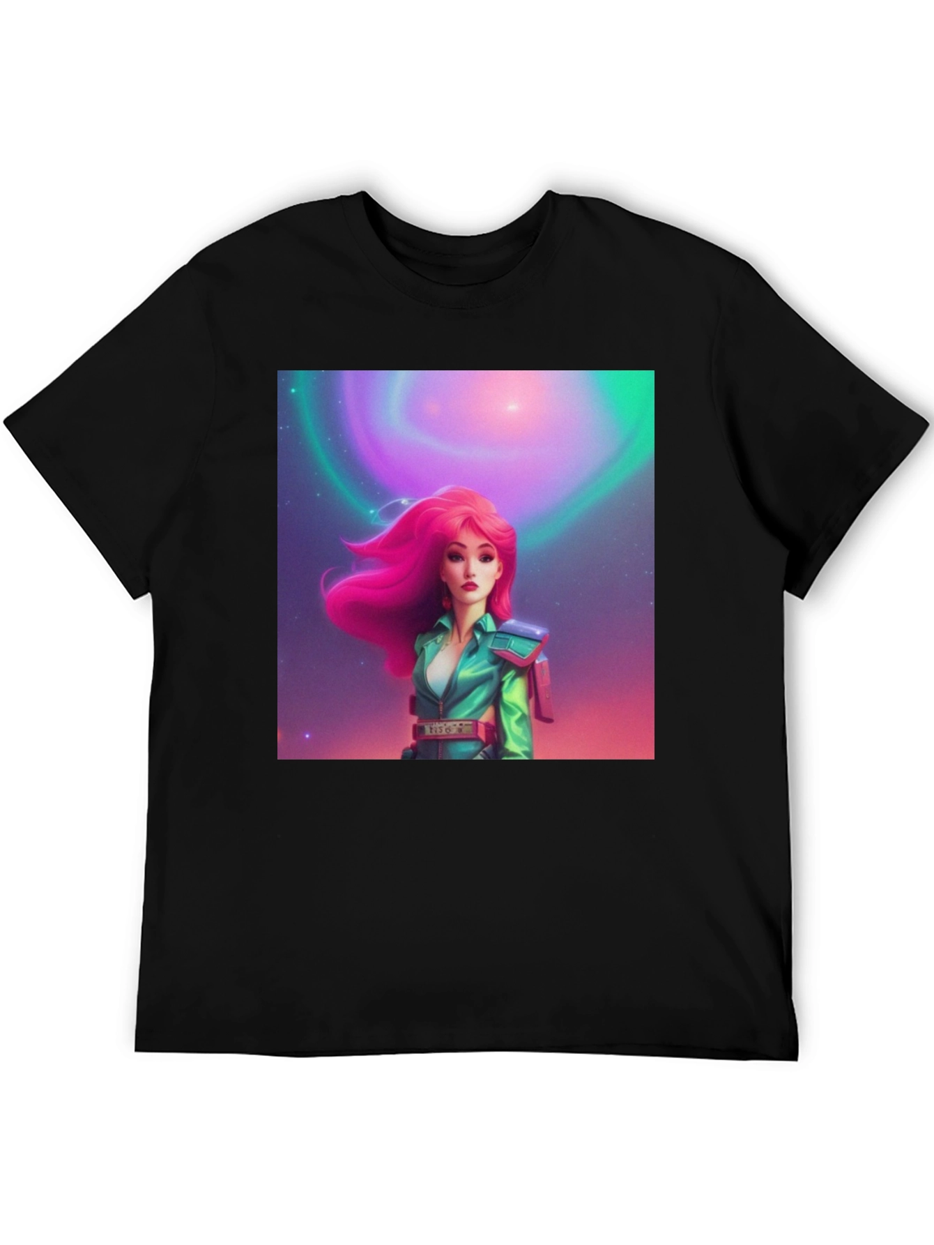 Black Retro Sci-Fi Girl Graphic Tee view 5