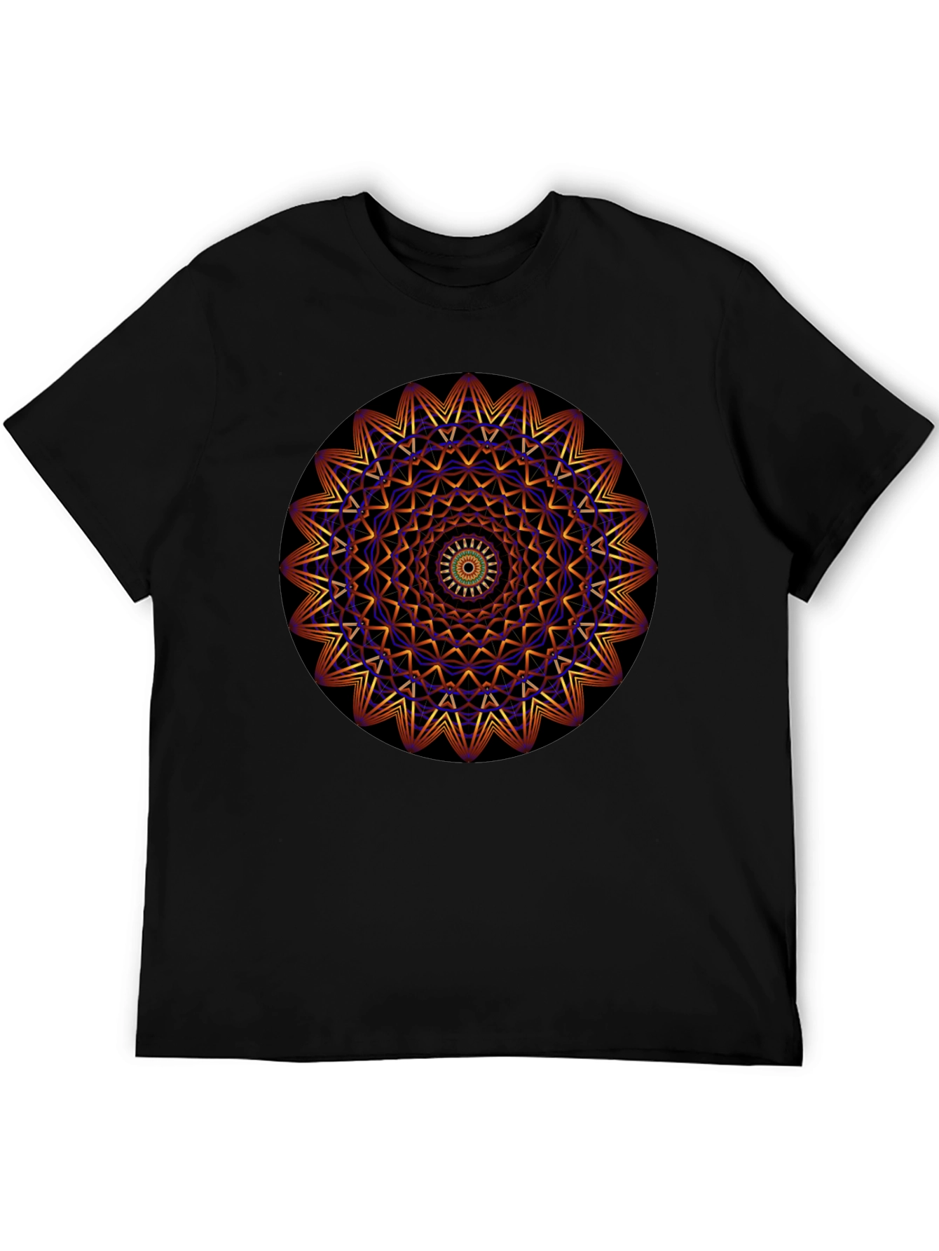 Black Geometric Mandala Graphic Print T-Shirt view 5