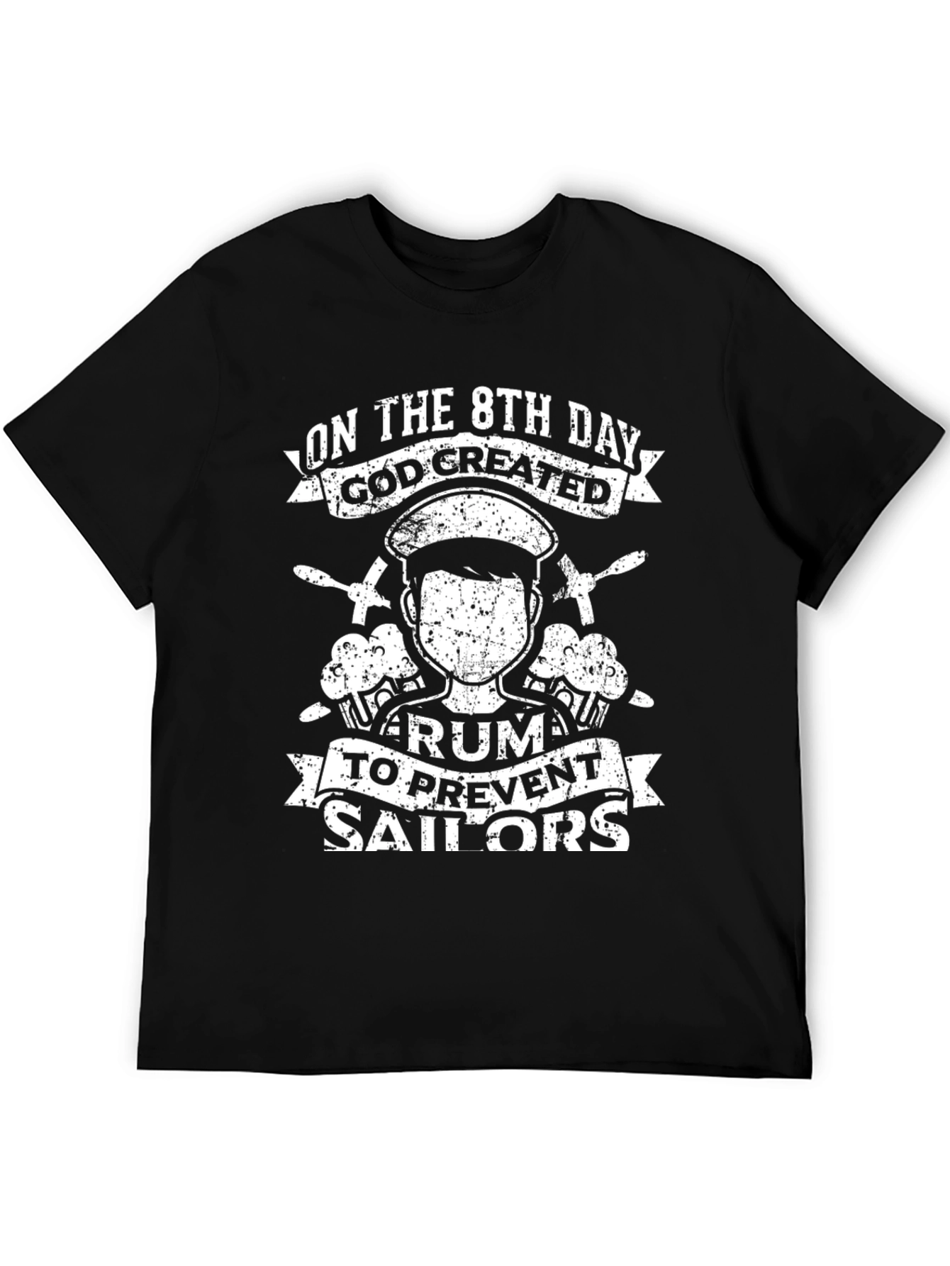 Black Funny Sailor Rum Graphic T-Shirt - 8th Day Creation view 5