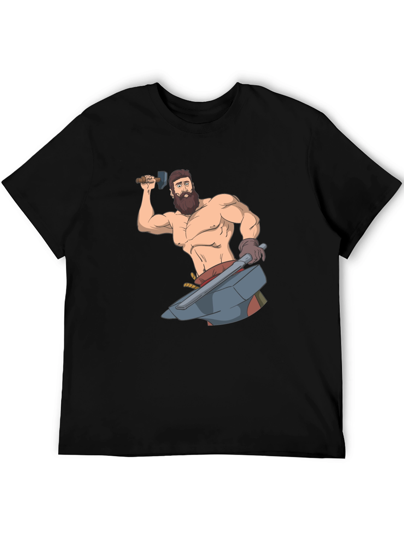 Black Blacksmith Cartoon Graphic T-Shirt view 5