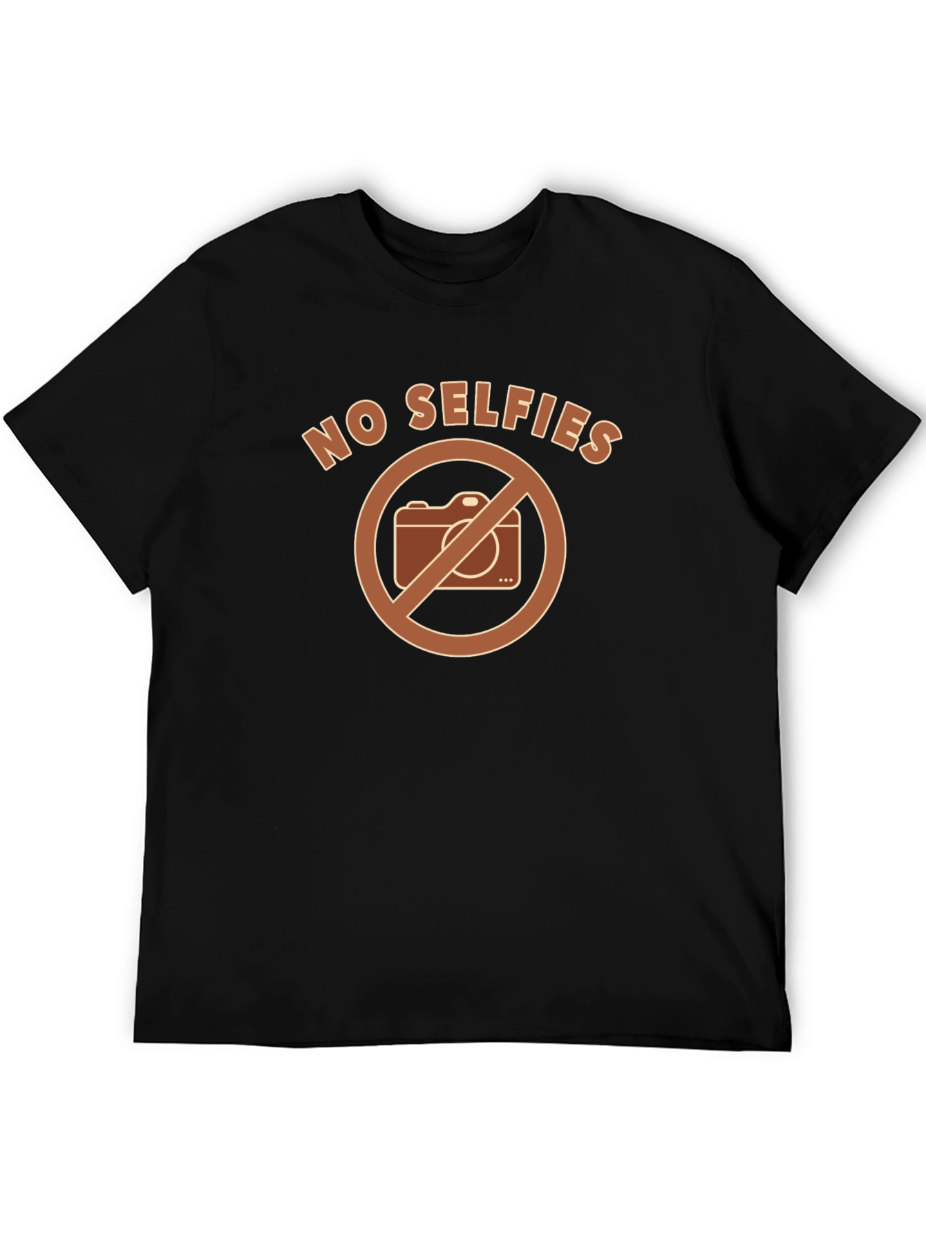 Black No Selfies Graphic T-Shirt - Funny Novelty Tee view 5