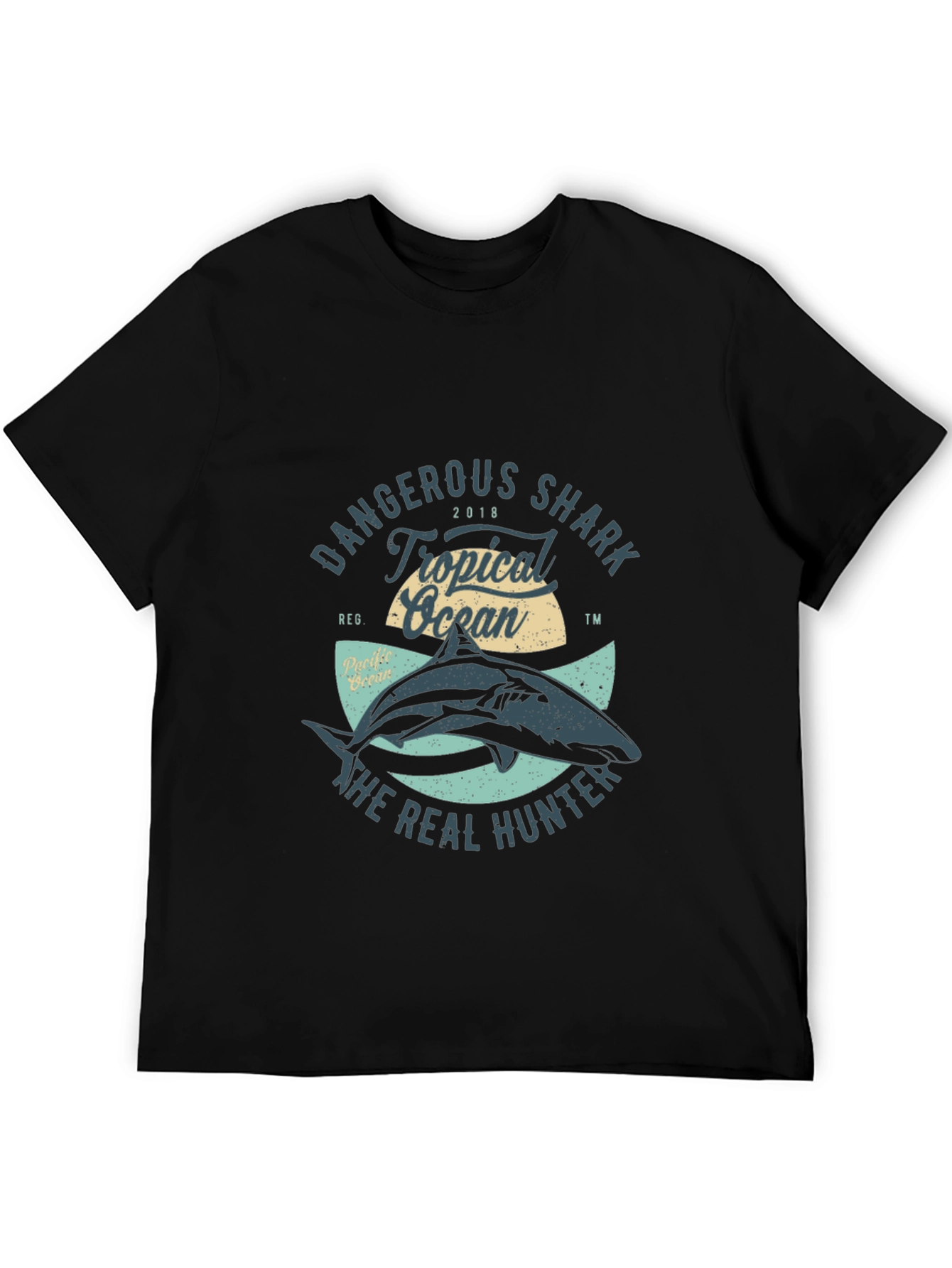 Black Dangerous Shark Graphic Tee - Tropical Ocean view 5