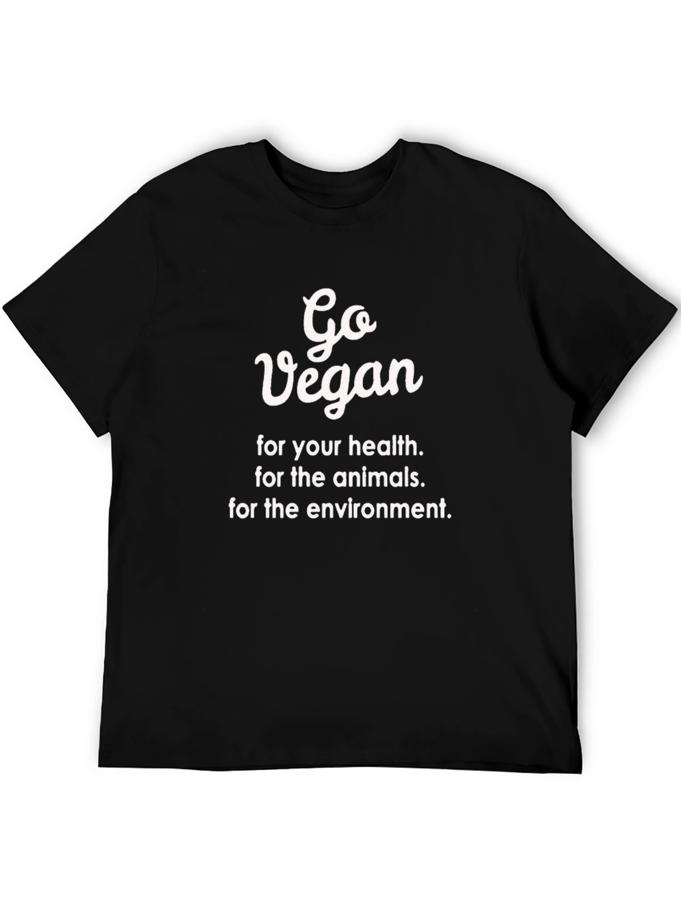 Black Go Vegan T-Shirt - Health, Animals, Environment! view 5