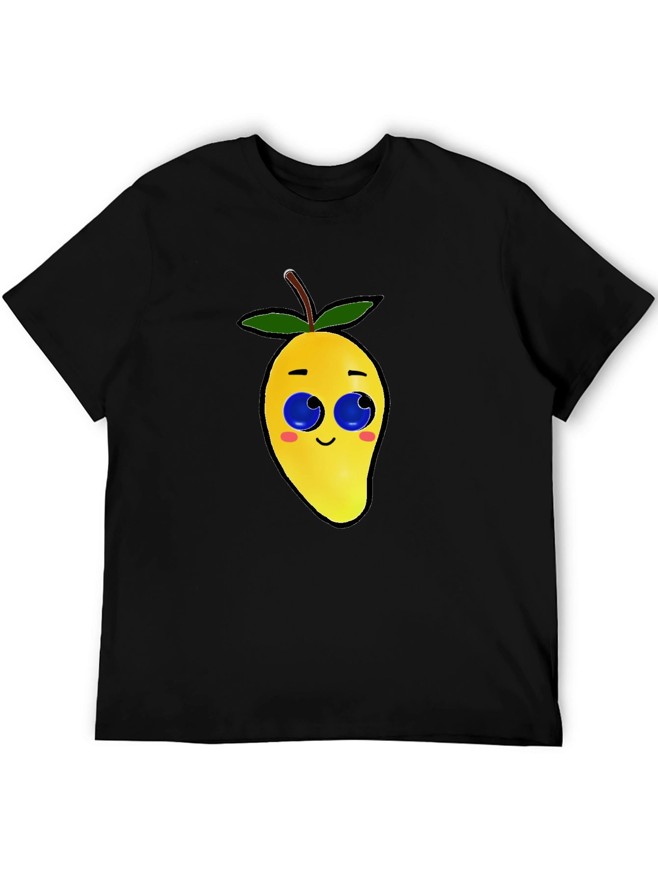 Black Cartoon Mango Graphic Tee - Black Cotton Blend view 5