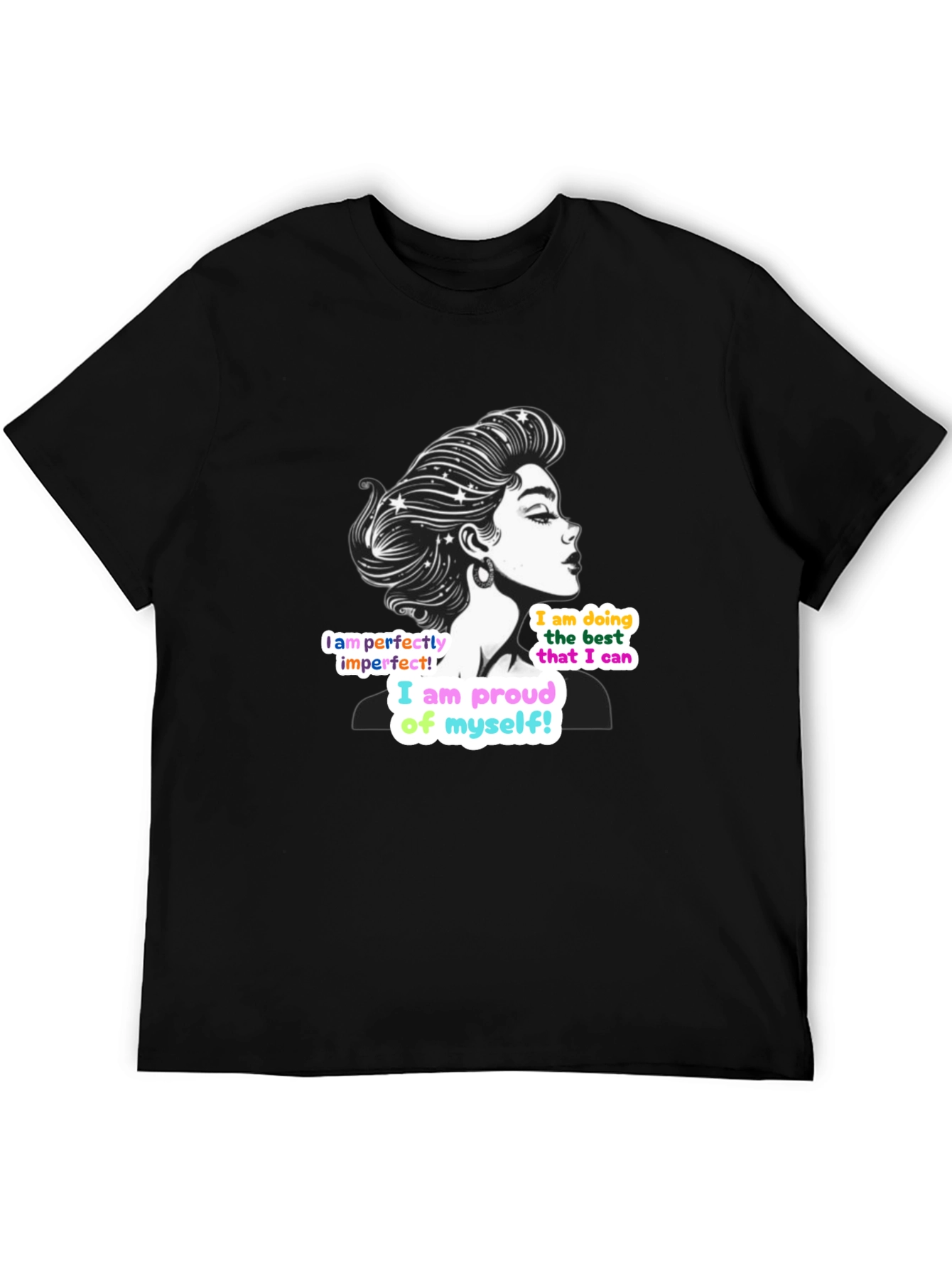 Black Empowering Woman T-Shirt: Perfectly Imperfect Design view 5