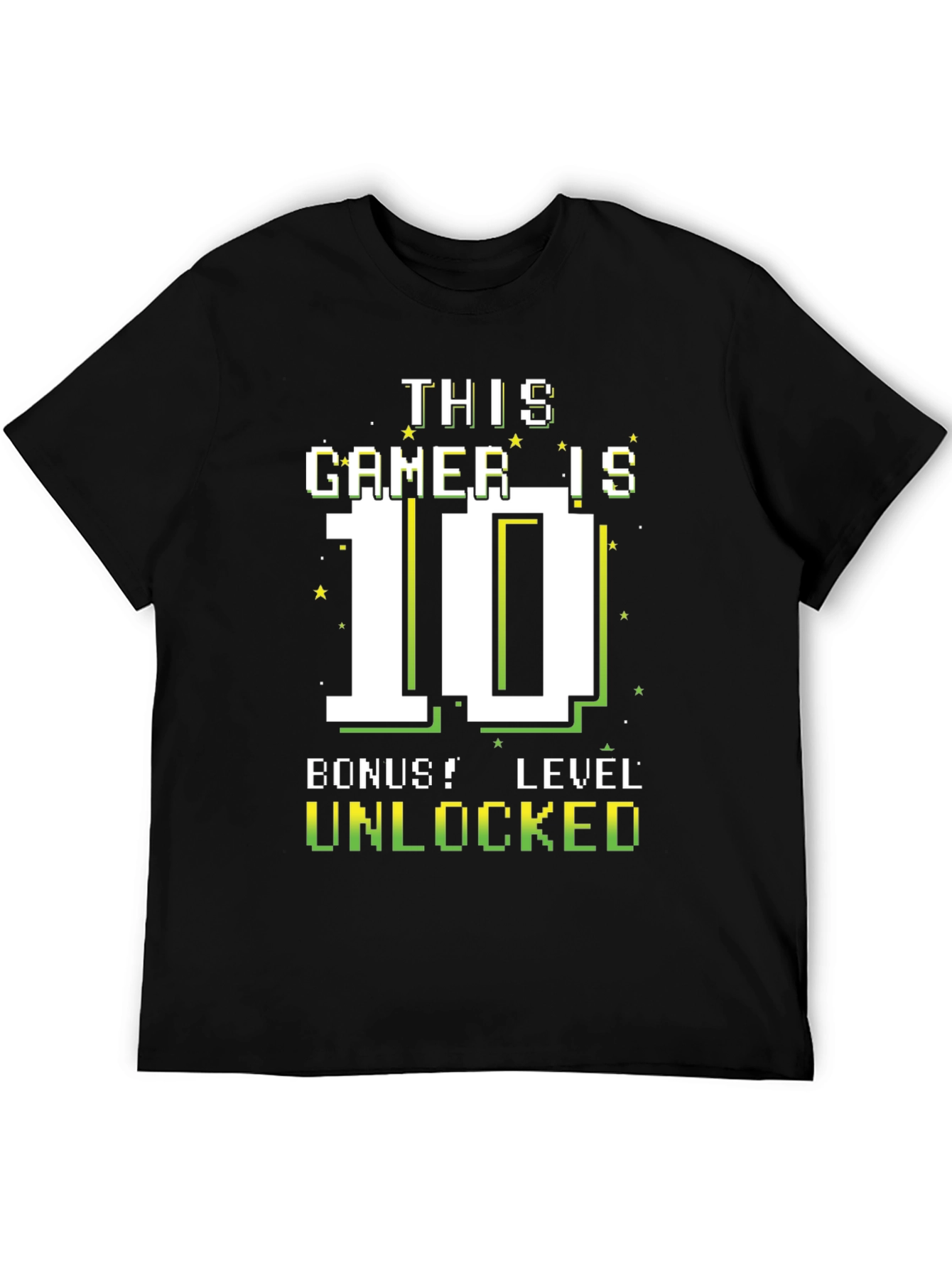 Black Gamer Level 10 Unlocked T-Shirt - Birthday Gift view 5