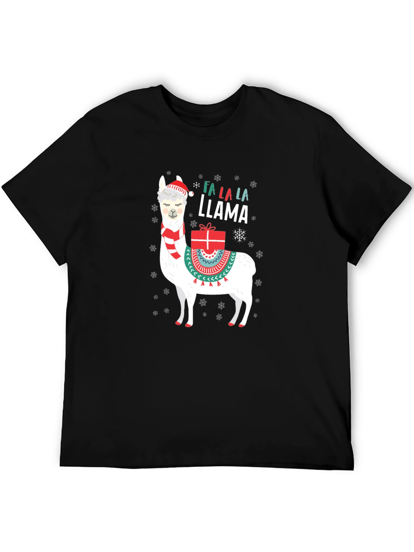 Black Festive Llama Christmas T-Shirt view 5