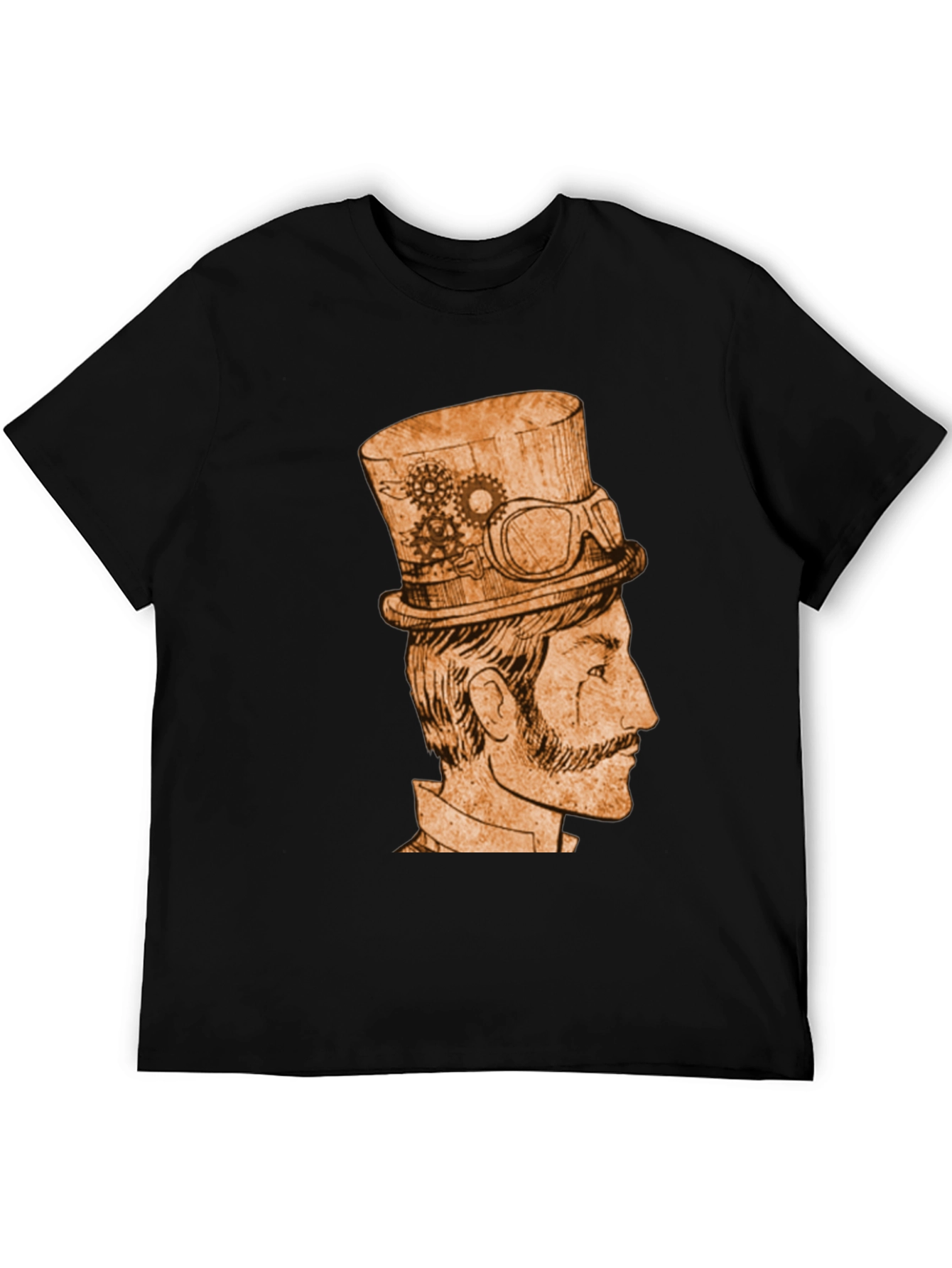 Black Steampunk Gentleman Graphic Tee - Black Cotton view 5
