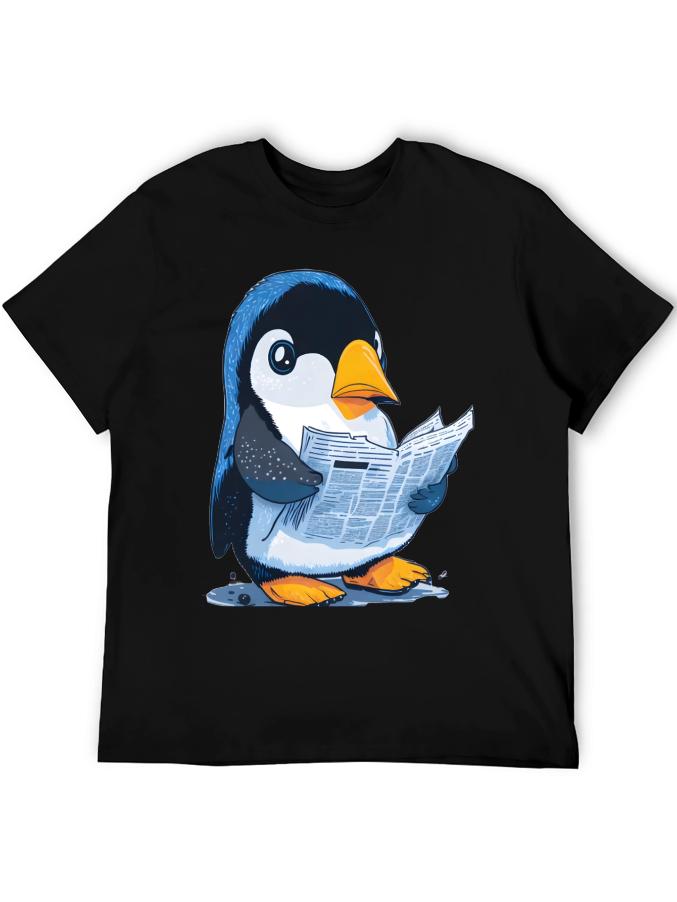 Black Penguin Reading News T-Shirt view 5