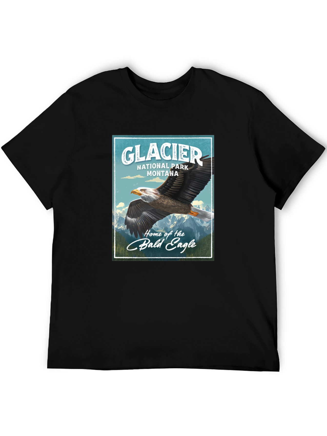 Black Glacier National Park Eagle Graphic T-Shirt view 5