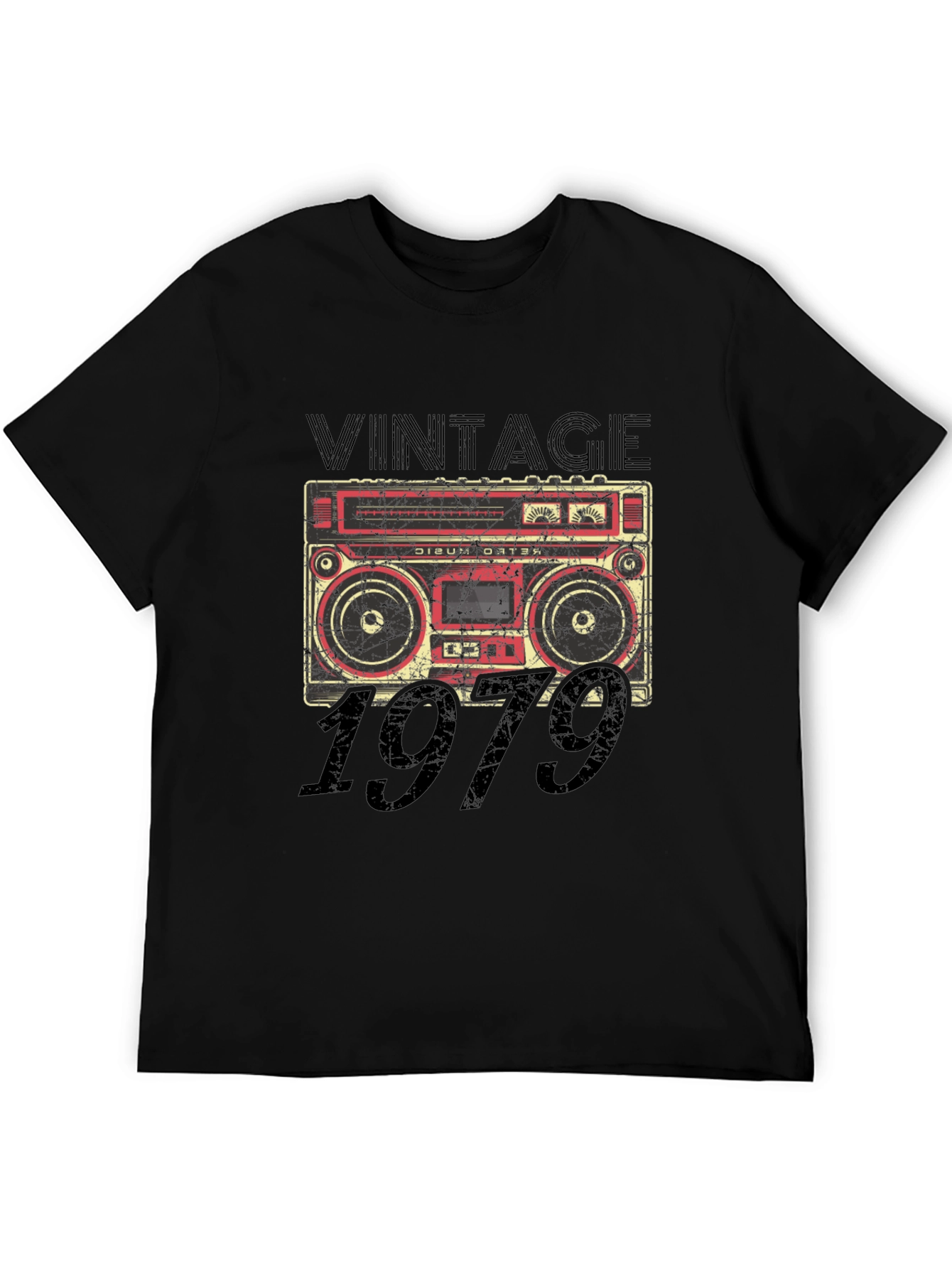Black Vintage 1979 Boombox Graphic T-Shirt view 5