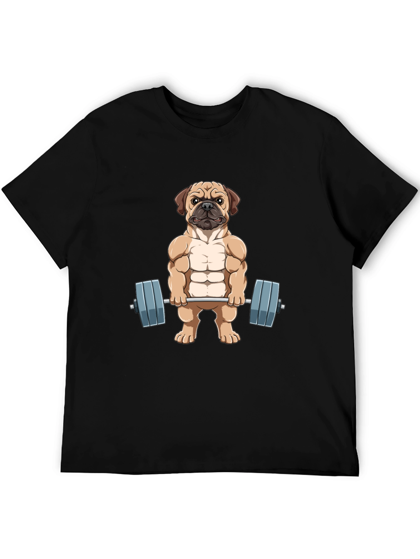 Black Muscle Dog Graphic Tee - Workout Pug T-Shirt view 5