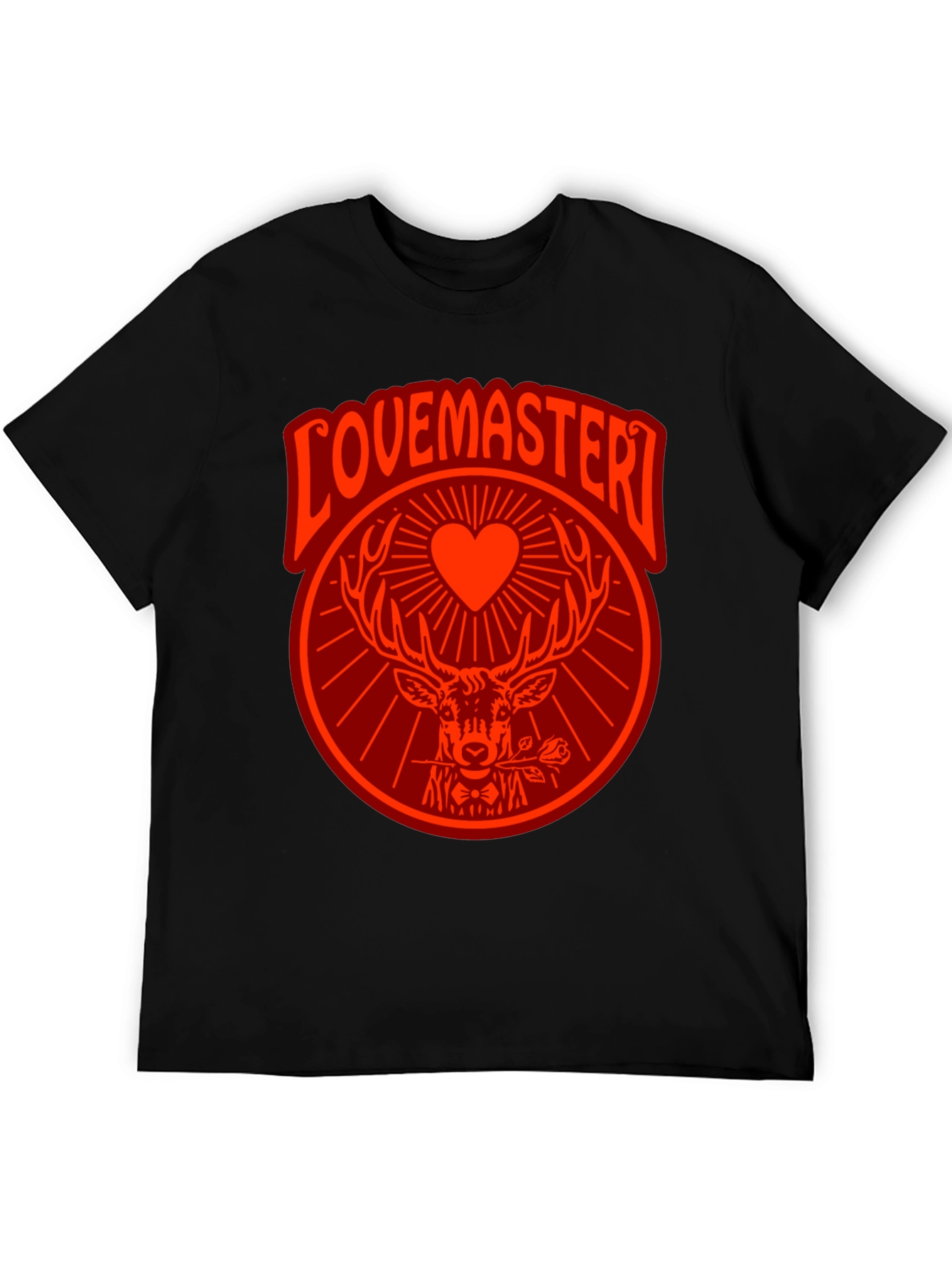 Black Lovemaster Graphic Tee - Deer Heart Rose Design view 5