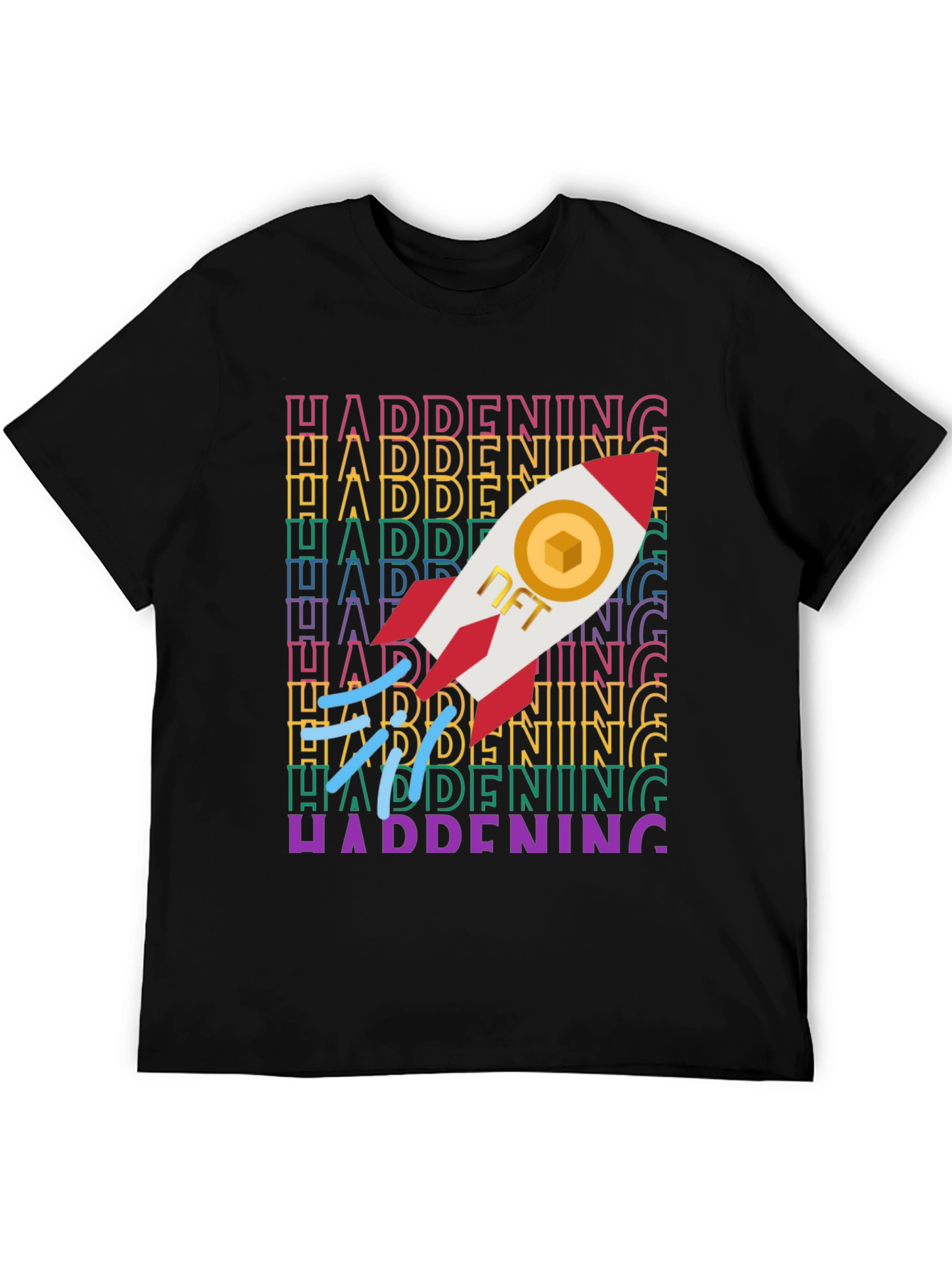 Black NFT Rocket T-Shirt - The Happening view 5
